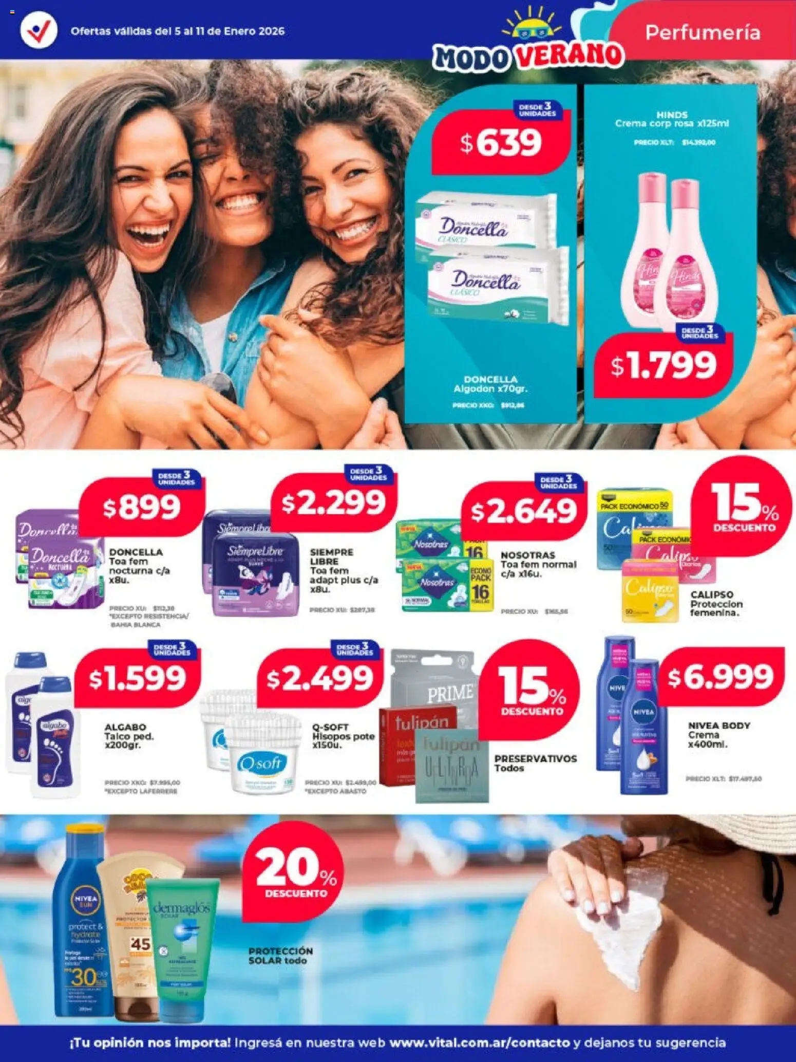 Vital - Ofertas - Laferrere  │ válido desde el 05.01.2026 | Página: 4 | Productos: Algodón, Body, Preservativos, Crema