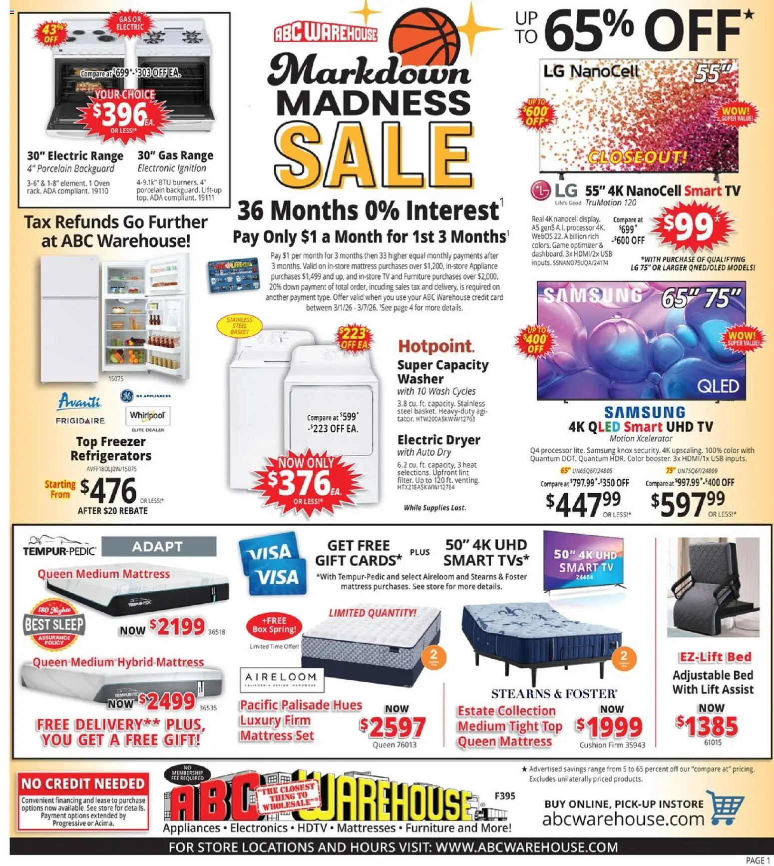 ABC Warehouse Weekly Ad - valid from 01.03.2026 | Page: 1 | Products: Box, Basket, Dryer, Oven