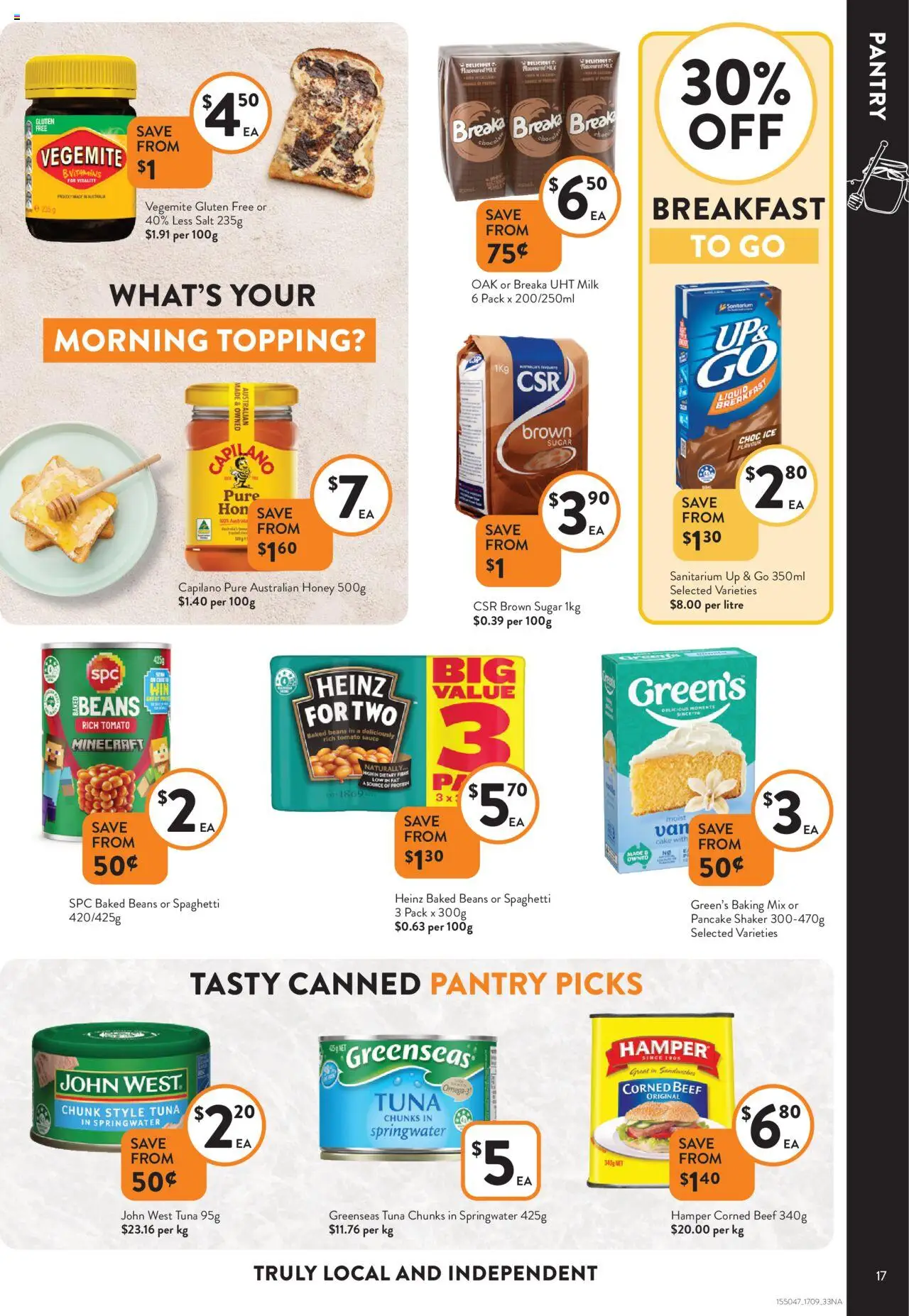 Foodworks catalogue - valid from 17.09.2025 | Page: 17 | Products: Beef, Sauce, Vegemite, Up & go