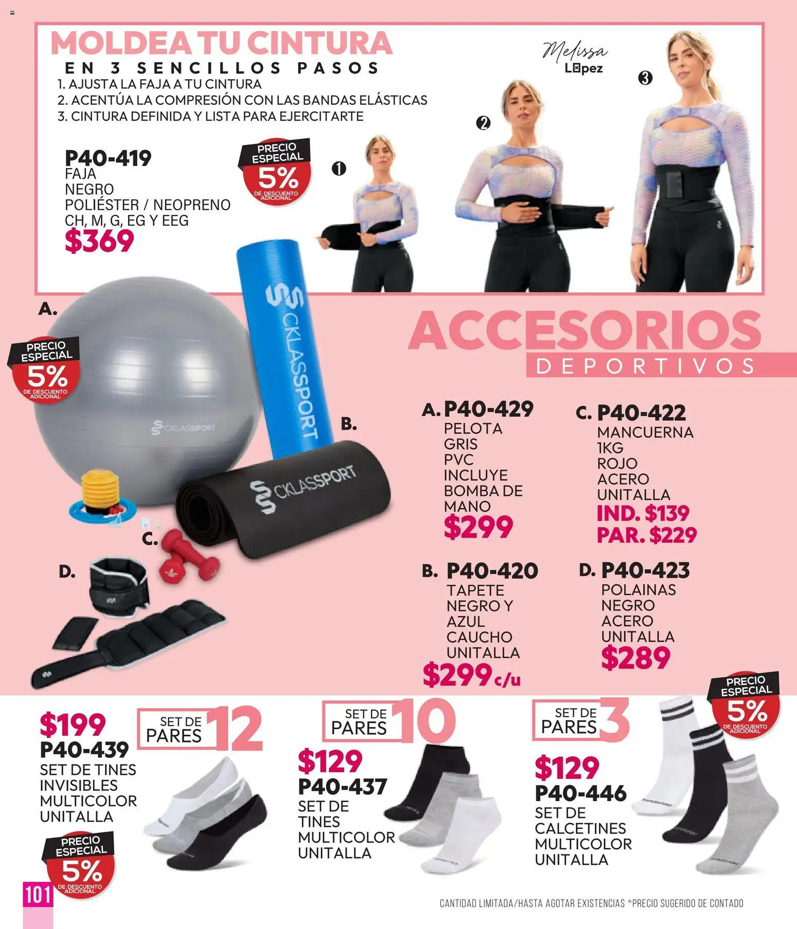 Nuevas ofertas de Cklass válidas en toda la República Mexicana desde el 28.04.2026. ¡Encuentra las mejores ofertas en Cklass catálogo Sportweek! | Página: 102 | Productos: Pelota, Tapete, Faja