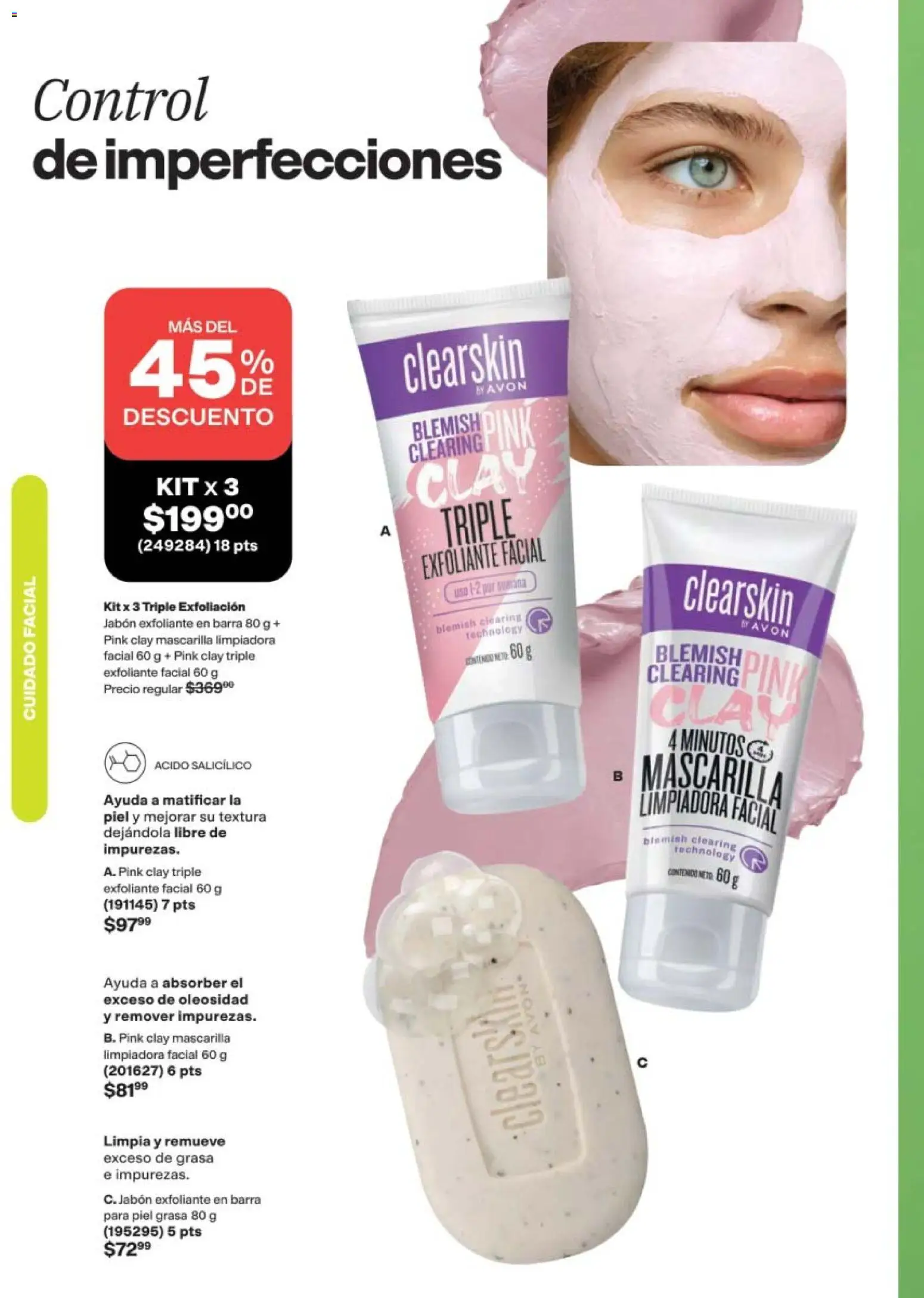 Nuevas ofertas de AVON válidas en toda la República Mexicana desde el 24.04.2026. ¡Encuentra las mejores ofertas en AVON campaña 7 2026! | Página: 144 | Productos: Exfoliante facial, Barra, Mascarilla, Jabón