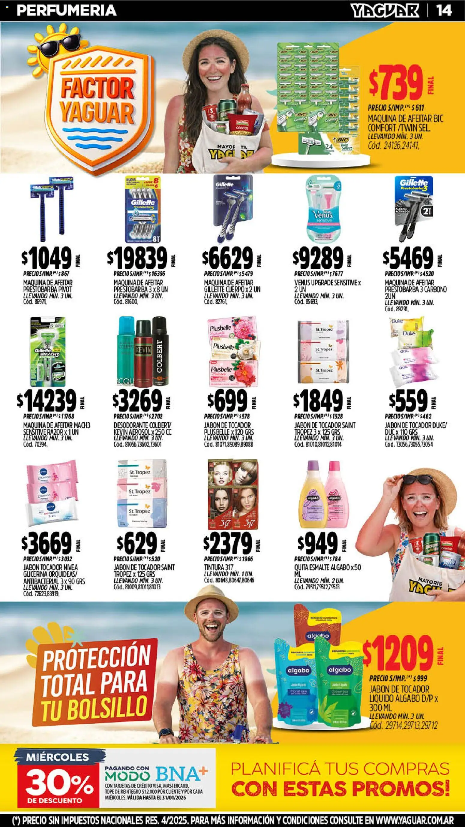 Yaguar - Oferta Semanal Misiones │ válido desde el 19.01.2026 | Página: 14 | Productos: Maquina de afeitar, Tintura, Jabón, Desodorante