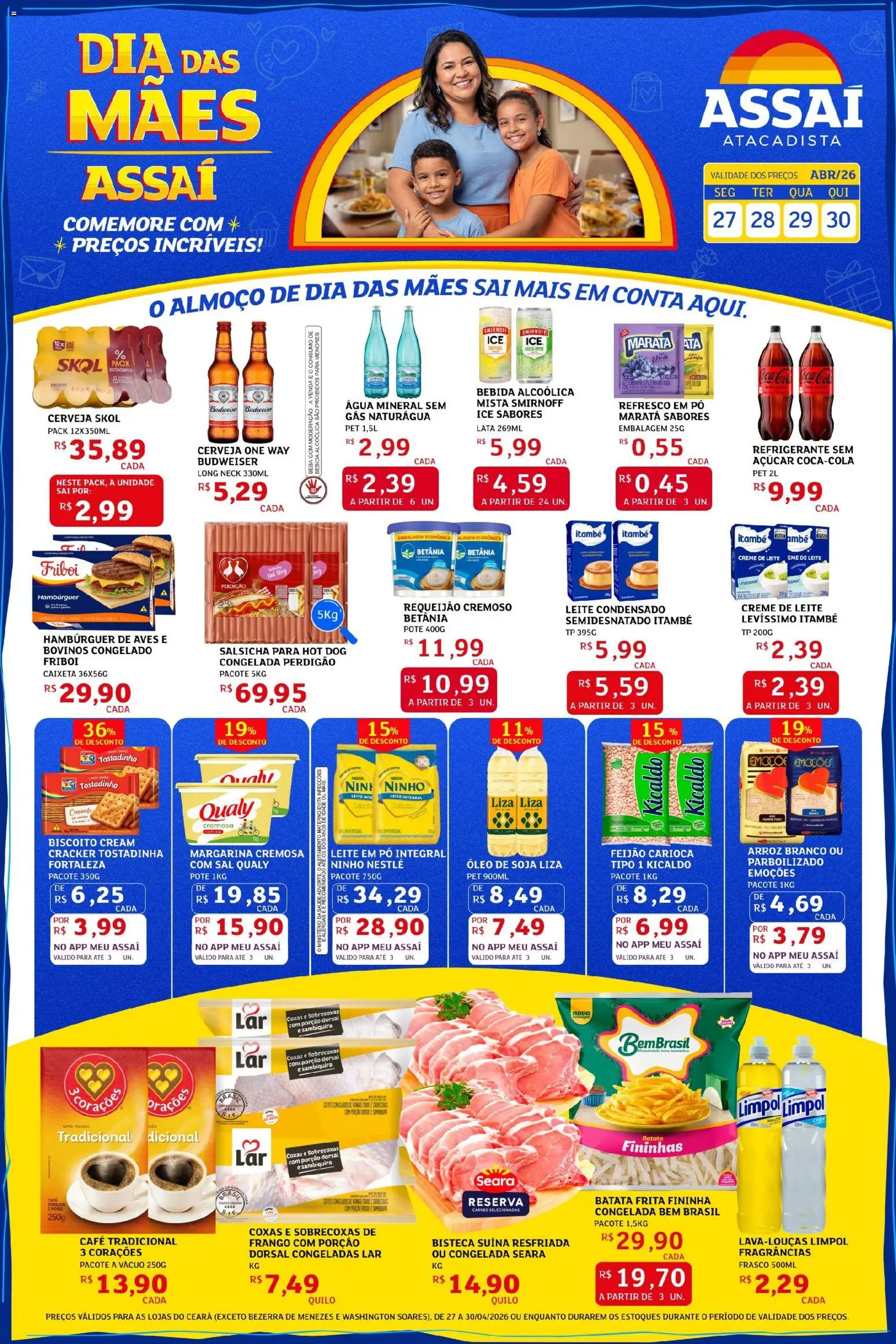 Assaí Atacadista Folheto - válido de 27.04.2026 | Página: 1 | Produtos: Betania leite condensado, Creme, Batata, Leite em pó