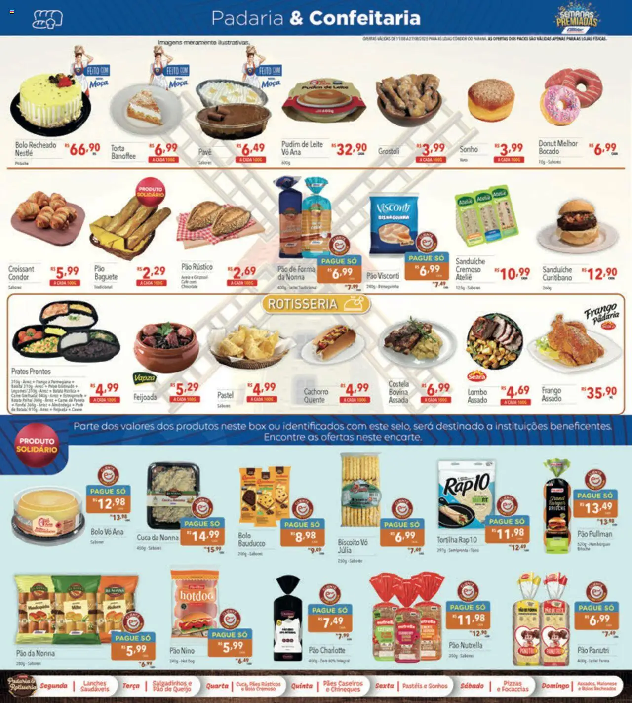 Supermercados Condor Folheto - válido de 11.08.2025 | Página: 10 | Produtos: Leite, Sanduíche, Salgadinhos, Maionese
