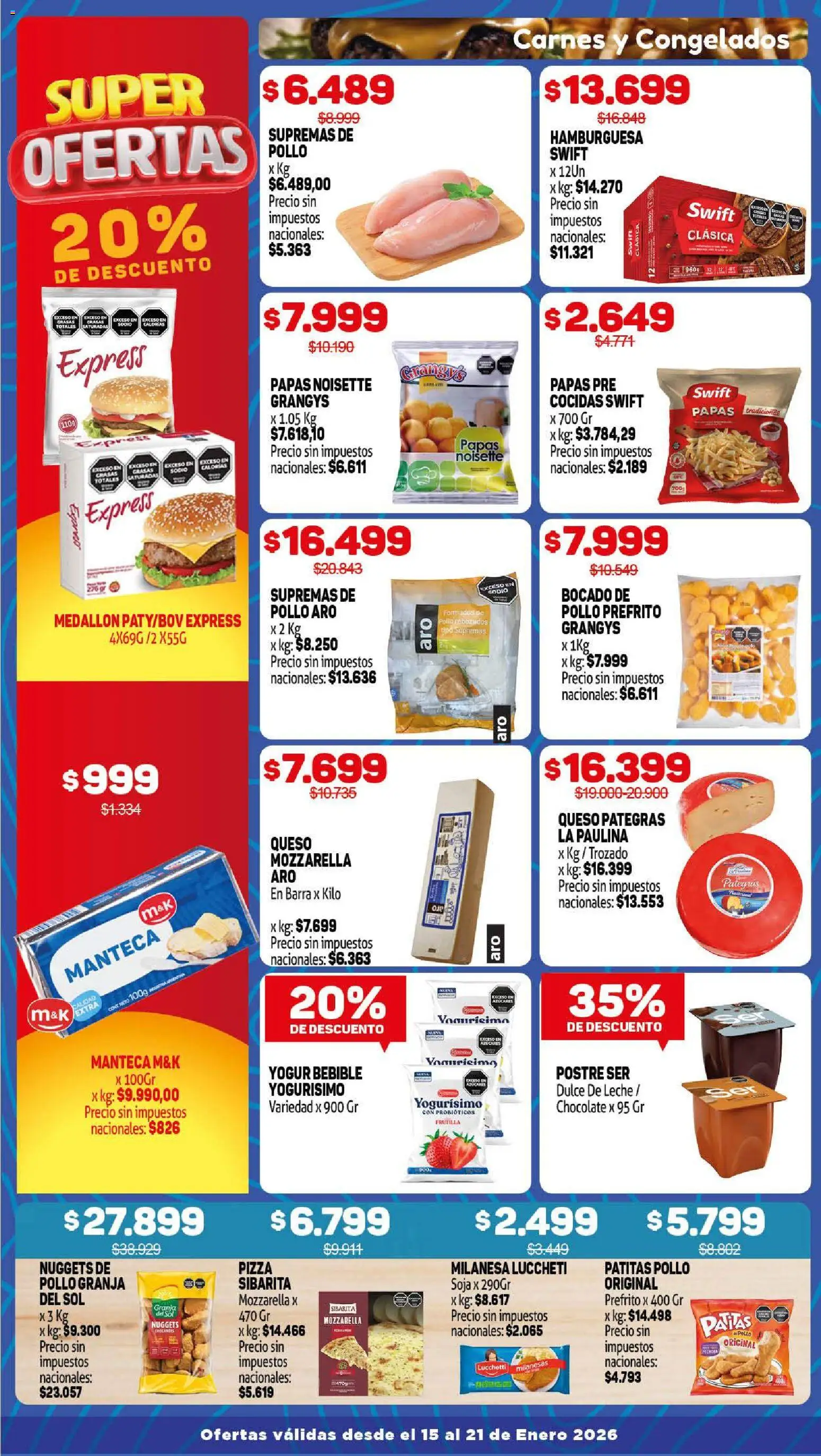 Makro ofertas │ válido desde el 15.01.2026 | Página: 2 | Productos: Milanesa, Leche, Yogur, Pizza