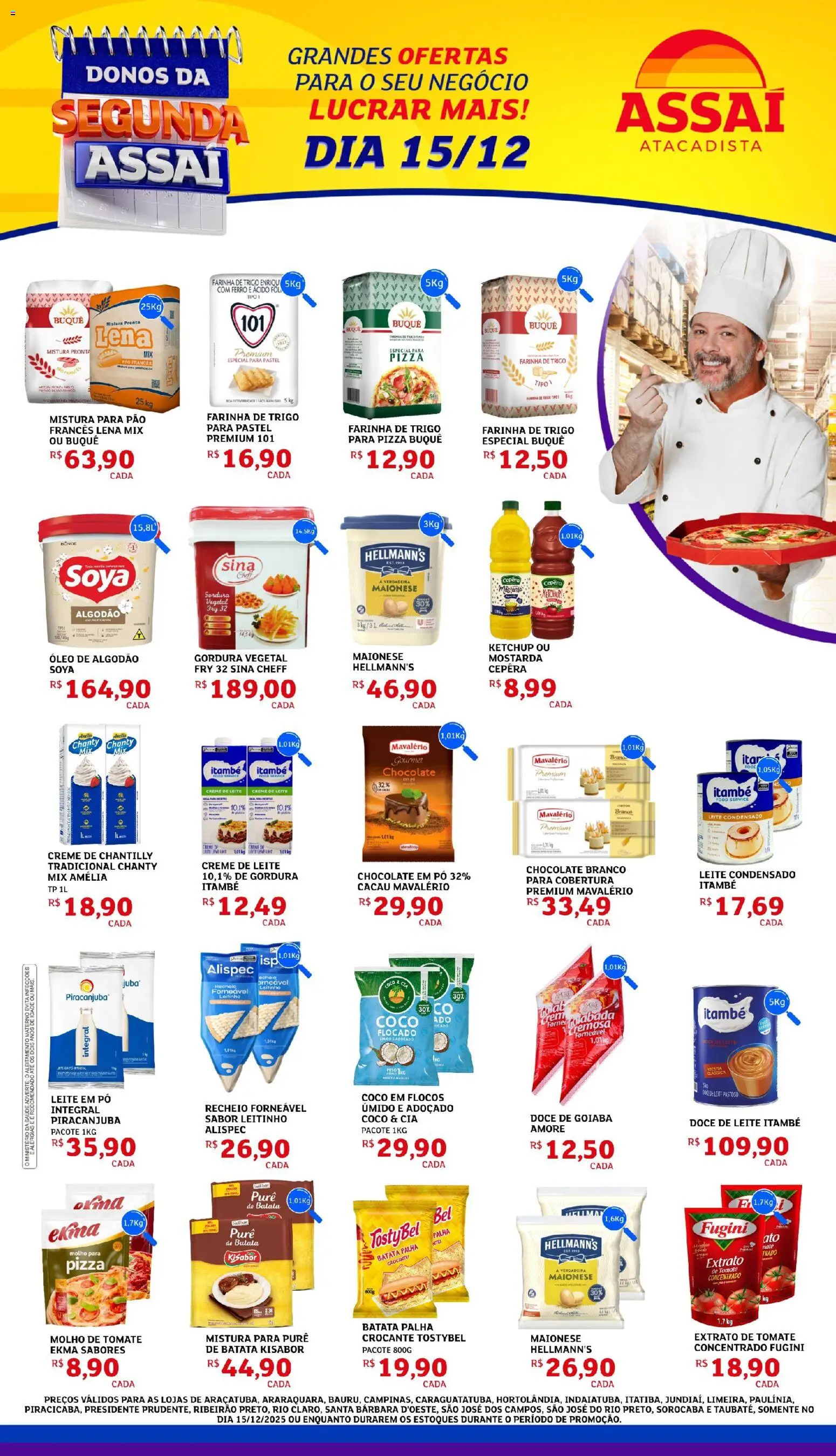Assaí Atacadista Folheto - válido de 15.12.2025 | Página: 1 | Produtos: Óleo, Chocolate, Ketchup, Leite em pó
