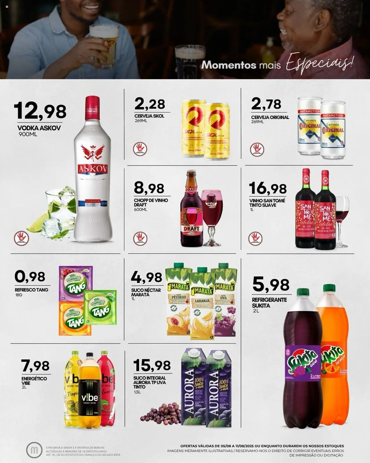 Mercadão Atacadista Folheto - válido de 05.08.2025 | Página: 11 | Produtos: Suco, Vinho, Vodka, Refrigerante