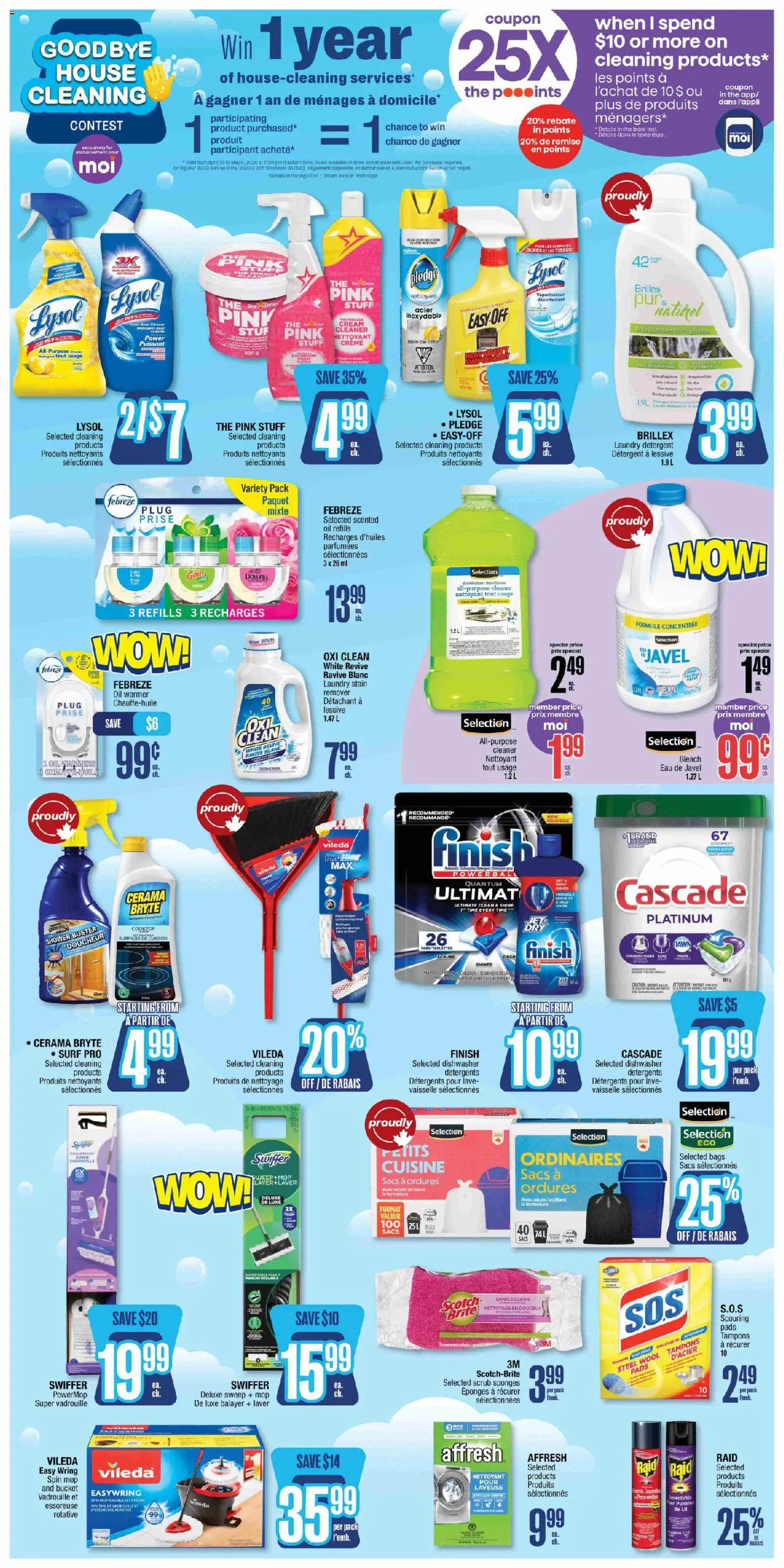 Jean Coutu flyer valid from 30.04.2026 | Page: 4 | Products: Dishwasher, Detergent, Shower, Oil