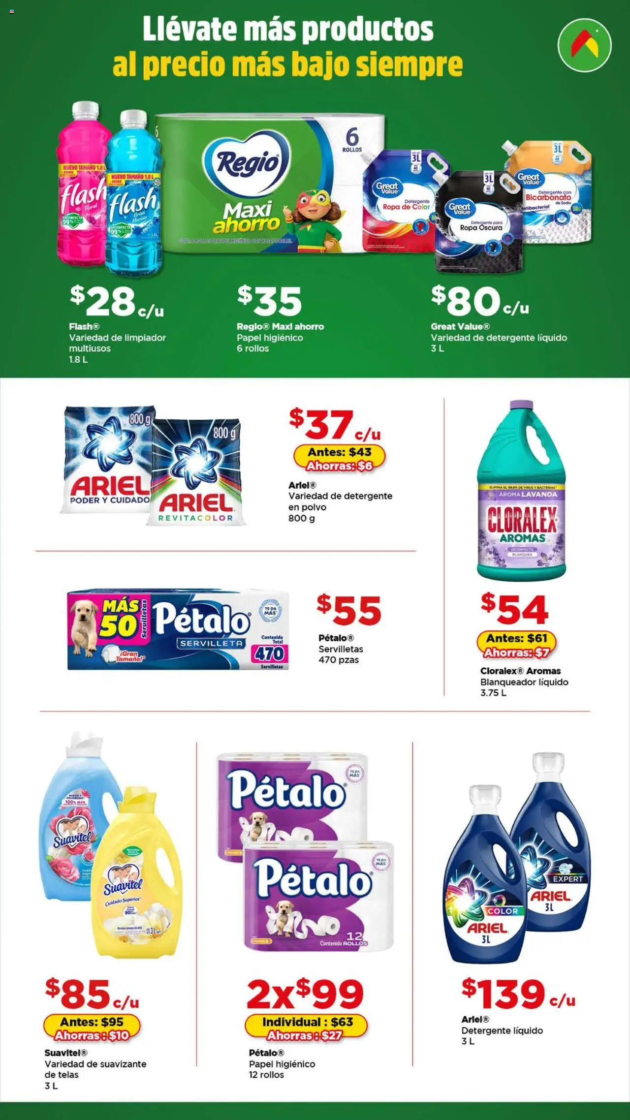 Nuevas ofertas de Bodega Aurrerá válidas en toda la República Mexicana desde el 14.10.2025. ¡Encuentra las mejores ofertas en Bodega Aurrerá folleto Productos de limpieza! | Página: 1 | Productos: Detergente, Huevo, Ropa, Servilletas