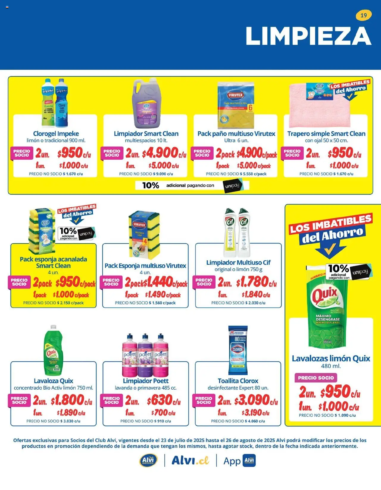 Alvi catálogo │ válido desde el 23.07.2025 | Página: 19 | Productos: Limpiador, Trapero, Desinfectante, Cloro