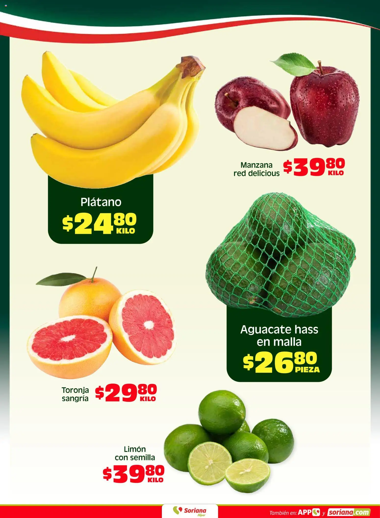 Nuevas ofertas de Soriana válidas en toda la República Mexicana desde el 03.04.2026. ¡Encuentra las mejores ofertas en Soriana Fin de Semana Híper: Nuevo León, Ciudad Victoria y Tampico! | Página: 4 | Productos: Manzana, Limón, Aguacate, Malla