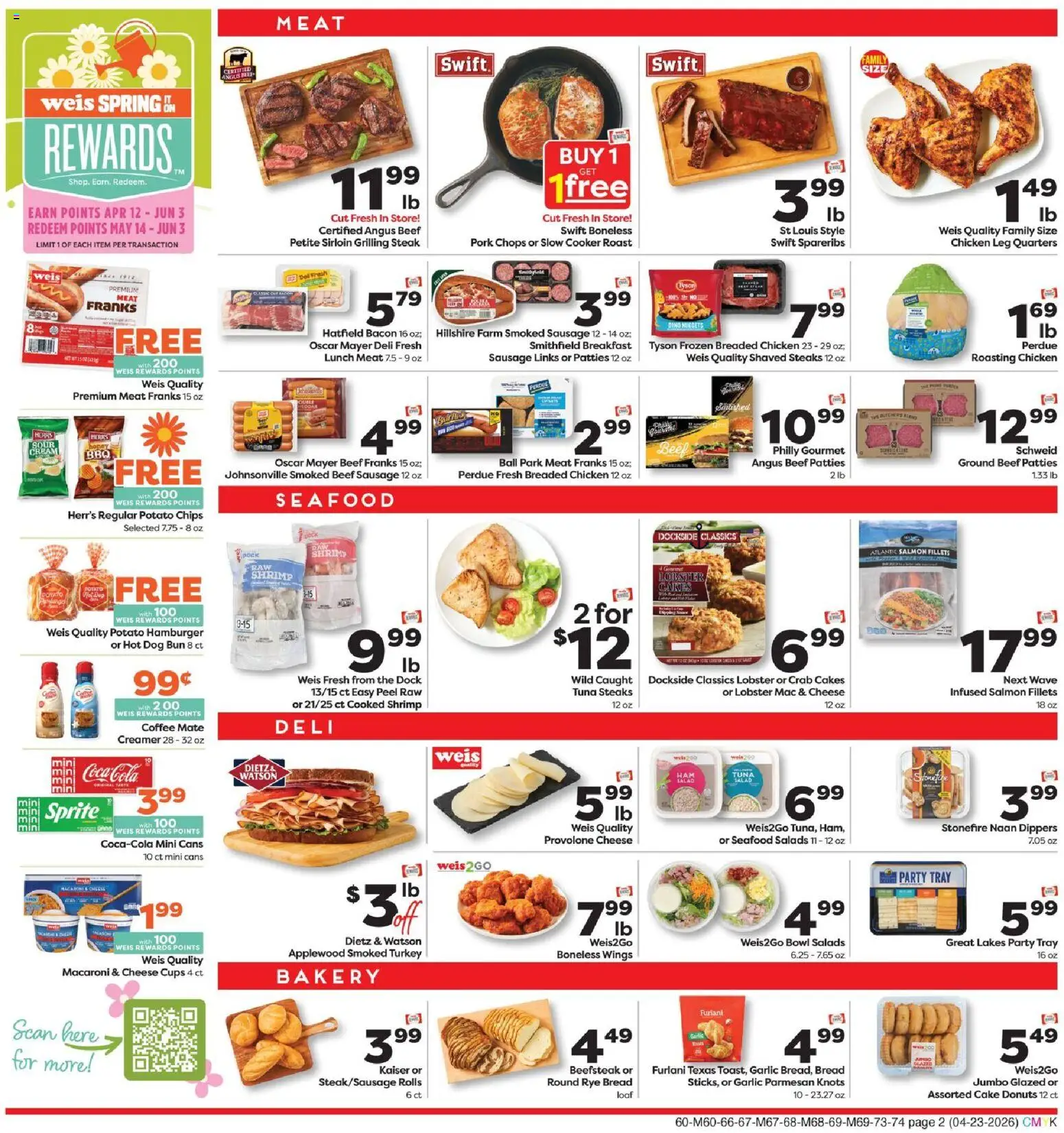 Weis Weekly Ad - valid from 23.04.2026 | Page: 5 | Products: Cheese, Coffee, Sour cream, Seafood