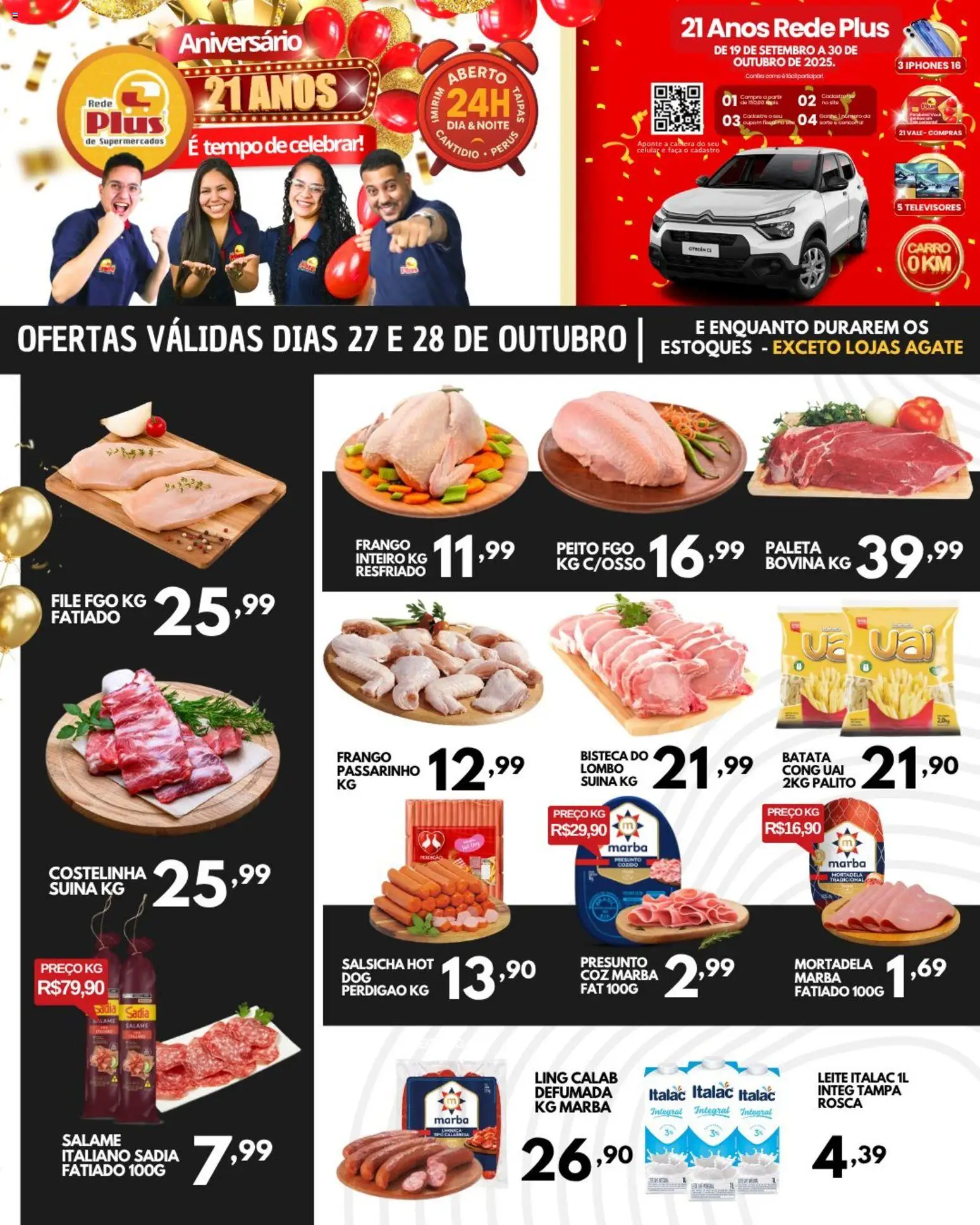 Rede Plus Supermercados Folheto - válido de 27.10.2025 | Página: 1 | Produtos: Lombo, Salame, Batata, Frango