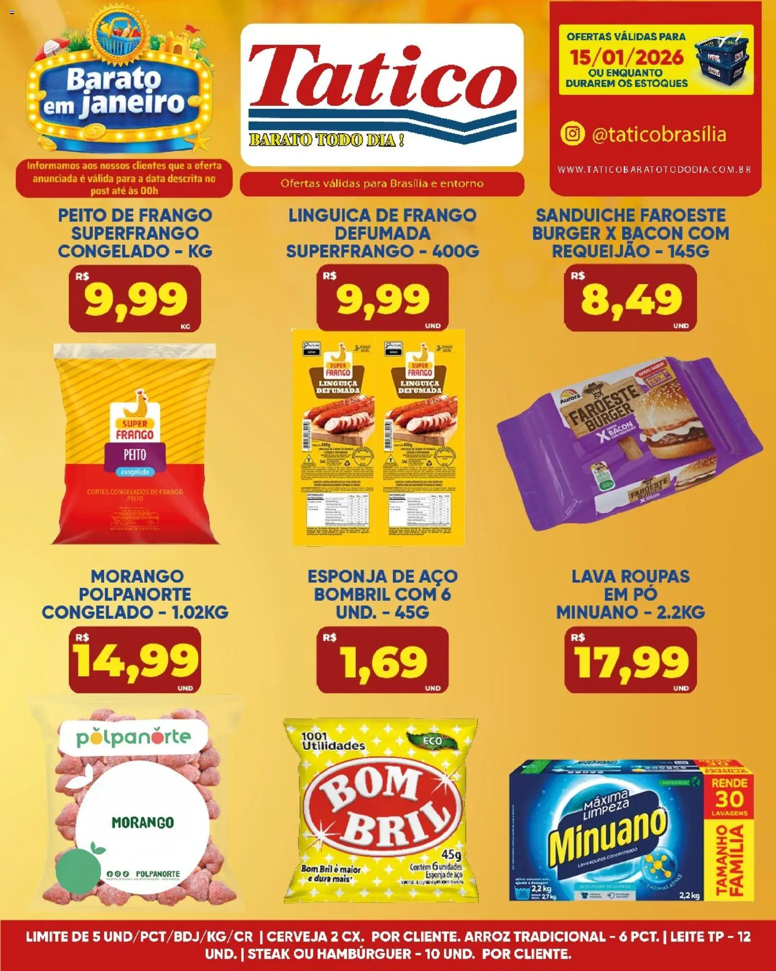 Tatico Folheto - válido de 16.01.2026 | Página: 29 | Produtos: Linguiça, Leite, Hambúrguer, Peito de frango