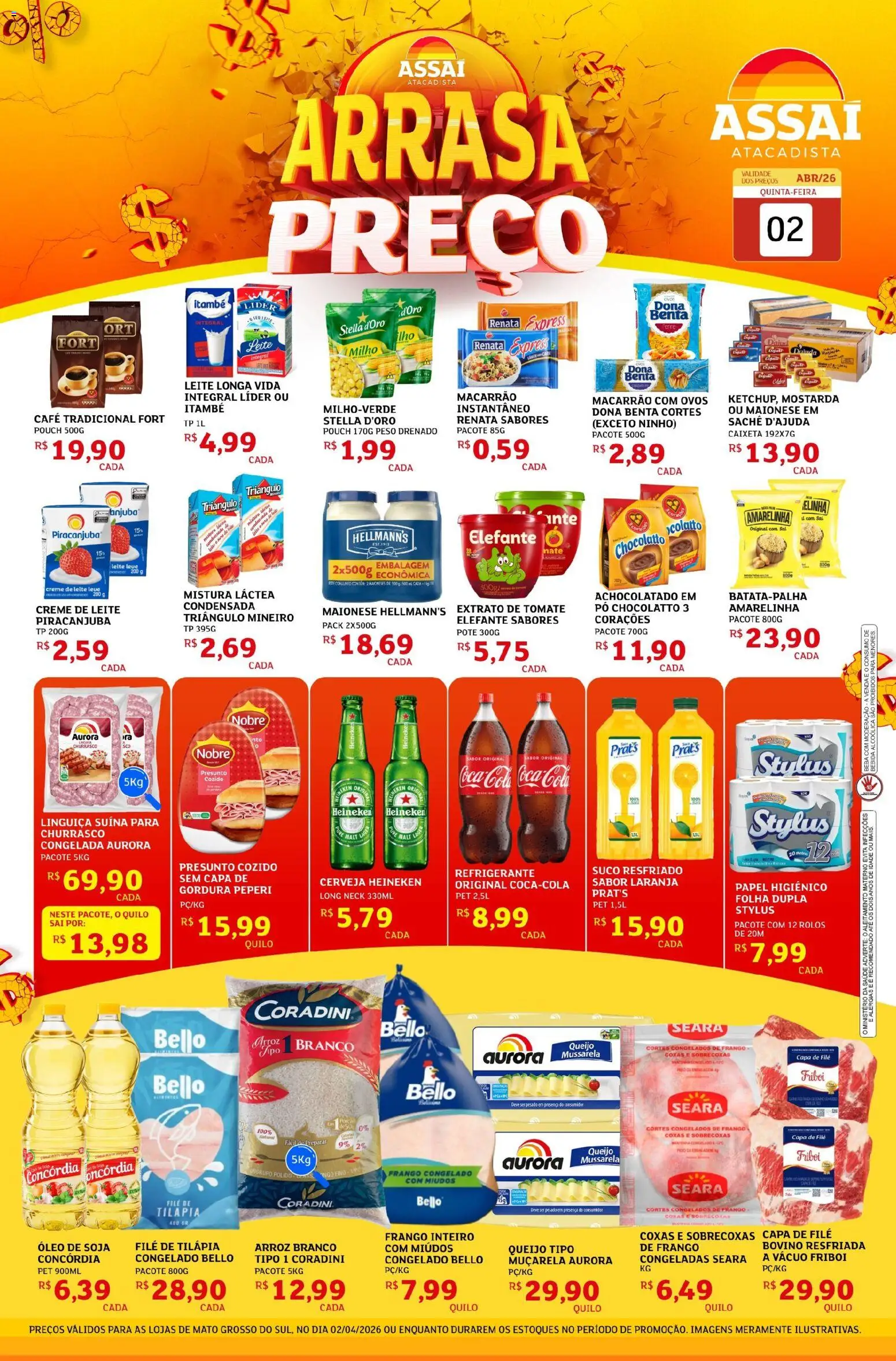 Assaí Atacadista Folheto - válido de 02.04.2026 | Página: 1 | Produtos: Leite, Maionese, Papel higiênico, Soja