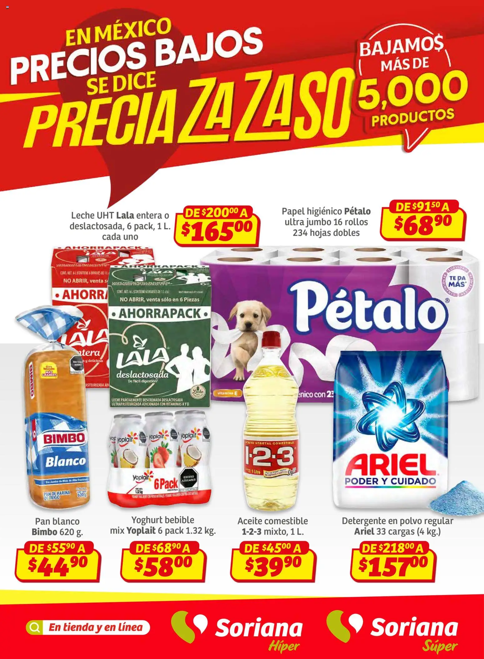 Nuevas ofertas de Soriana válidas en toda la República Mexicana desde el 15.01.2026. ¡Encuentra las mejores ofertas en Soriana folleto! | Página: 1 | Productos: Detergente, Harina, Leche, Pan