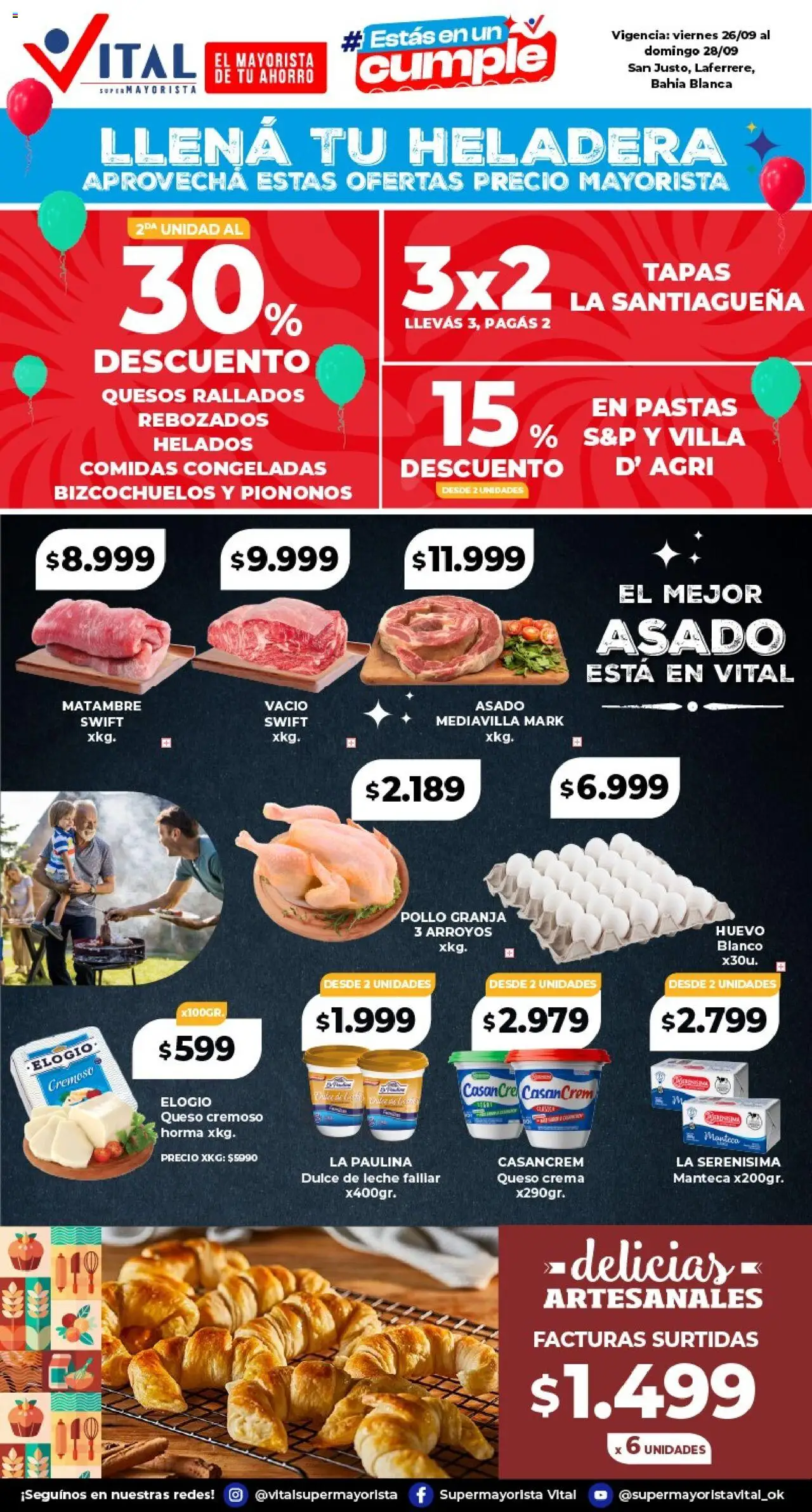 Vital - Ofertas San Justo │ válido desde el 26.09.2025 | Página: 2 | Productos: Pollo, Dulce de leche, Leche, Crema