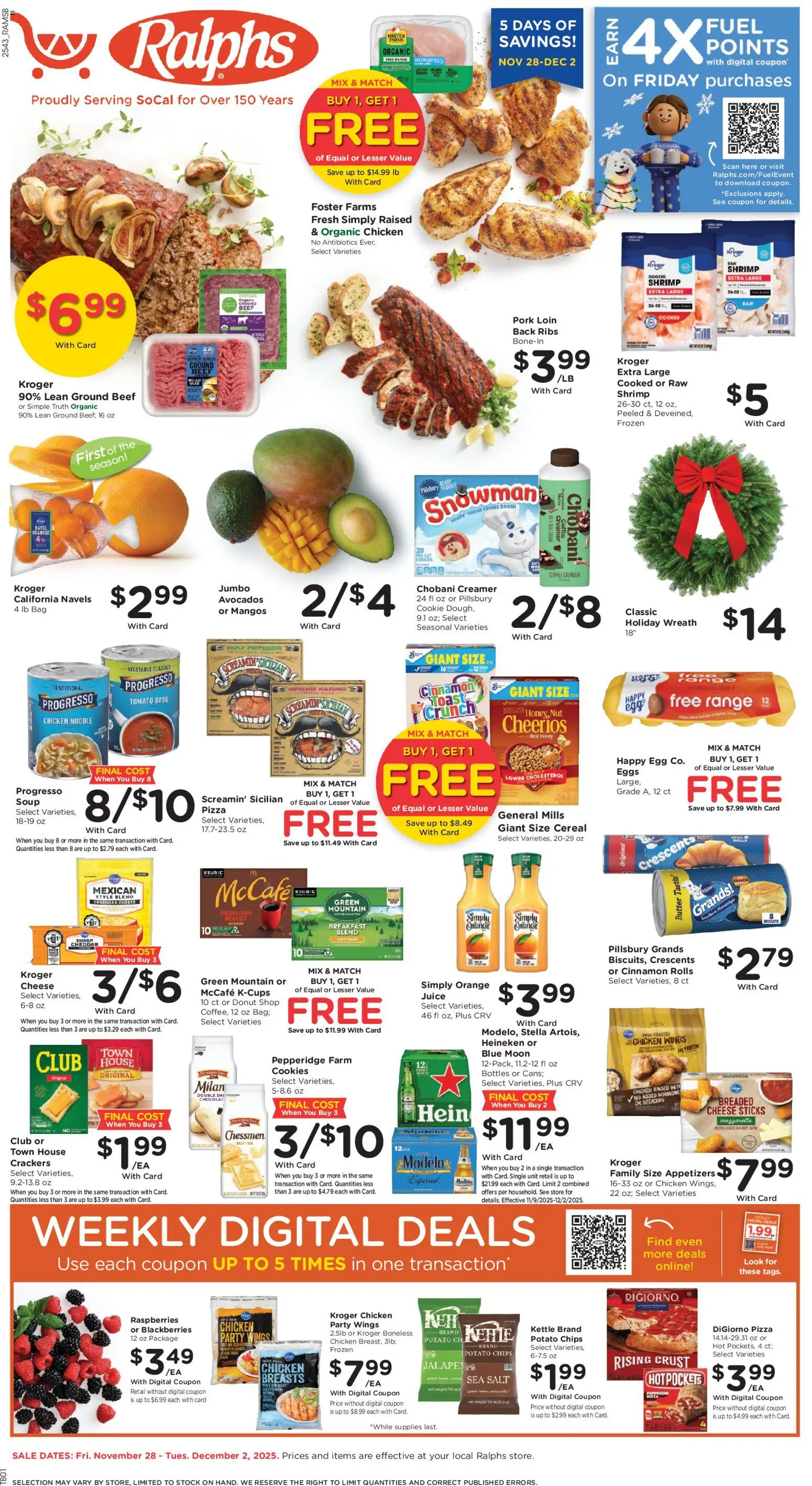 Ralphs Weekly Ad - valid from 28.11.2025 | Page: 1 | Products: Eggs, Beef, Chips, Cookies