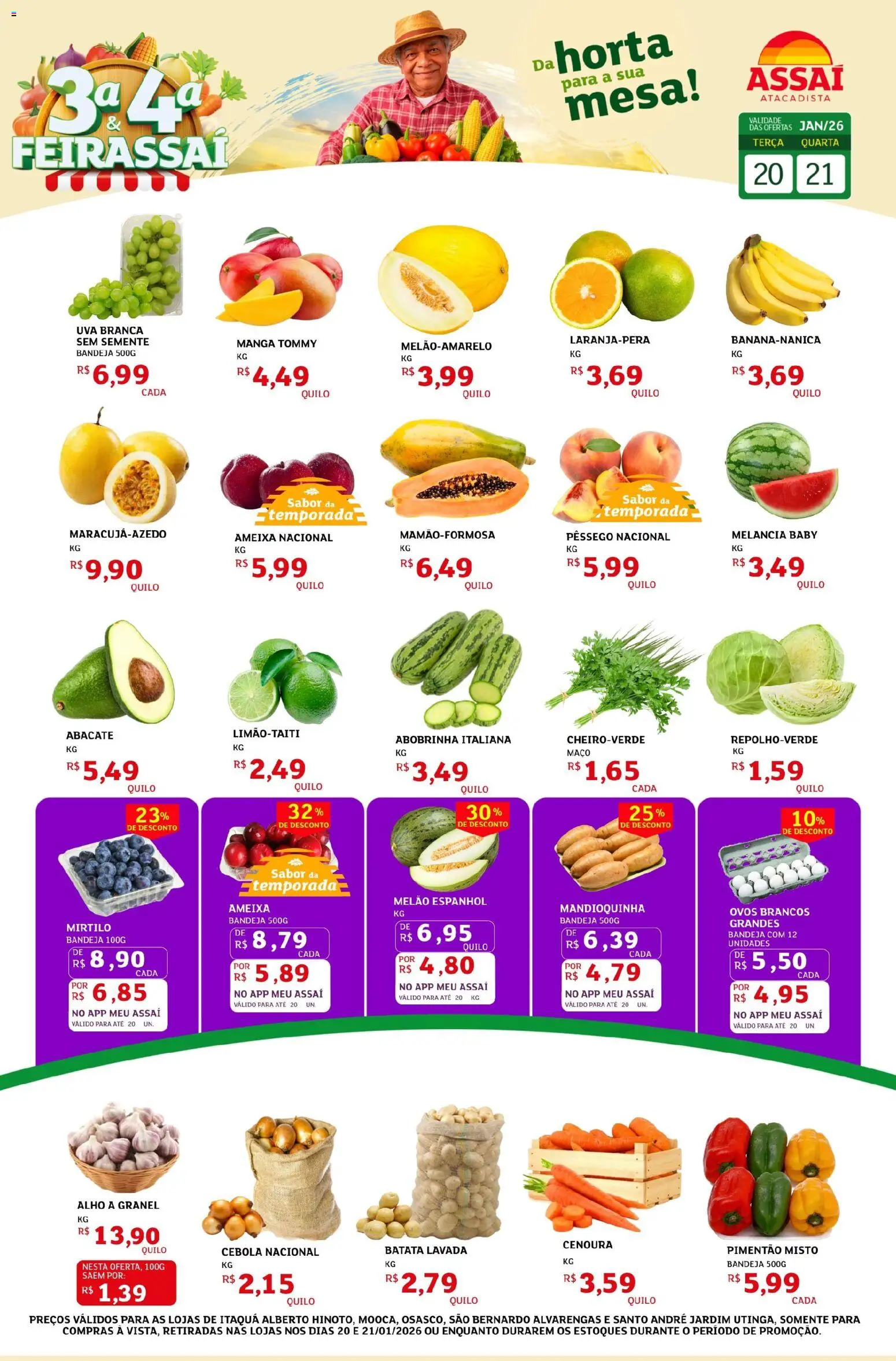 Assaí Atacadista Folheto - válido de 20.01.2026 | Página: 1 | Produtos: Melancia, Mirtilo, Abobrinha, Bandeja