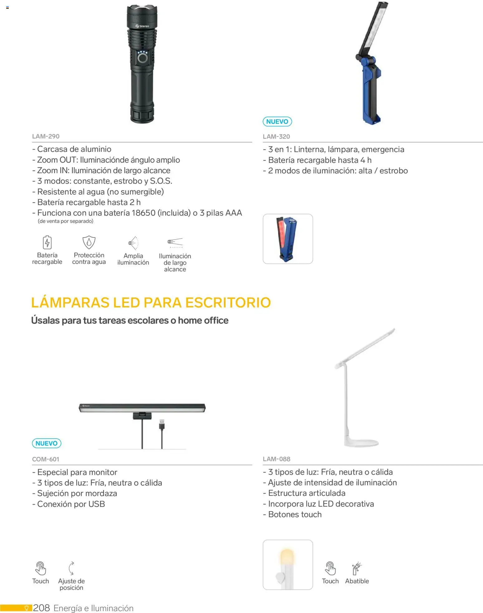 Nuevas ofertas de Steren válidas en toda la República Mexicana desde el 01.01.2026. ¡Encuentra las mejores ofertas en Steren catálogo! | Página: 220 | Productos: Usb, Agua, Escritorio, Pilas