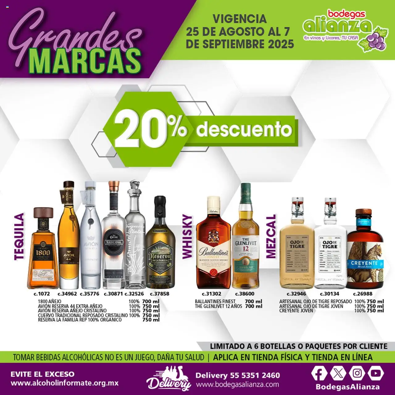 Nuevas ofertas de Bodegas Alianza válidas en toda la República Mexicana desde el 25.08.2025. ¡Encuentra las mejores ofertas en Bodegas Alianza - Catálogo Grandes Marcas! | Página: 8 | Productos: Tequila, Whisky