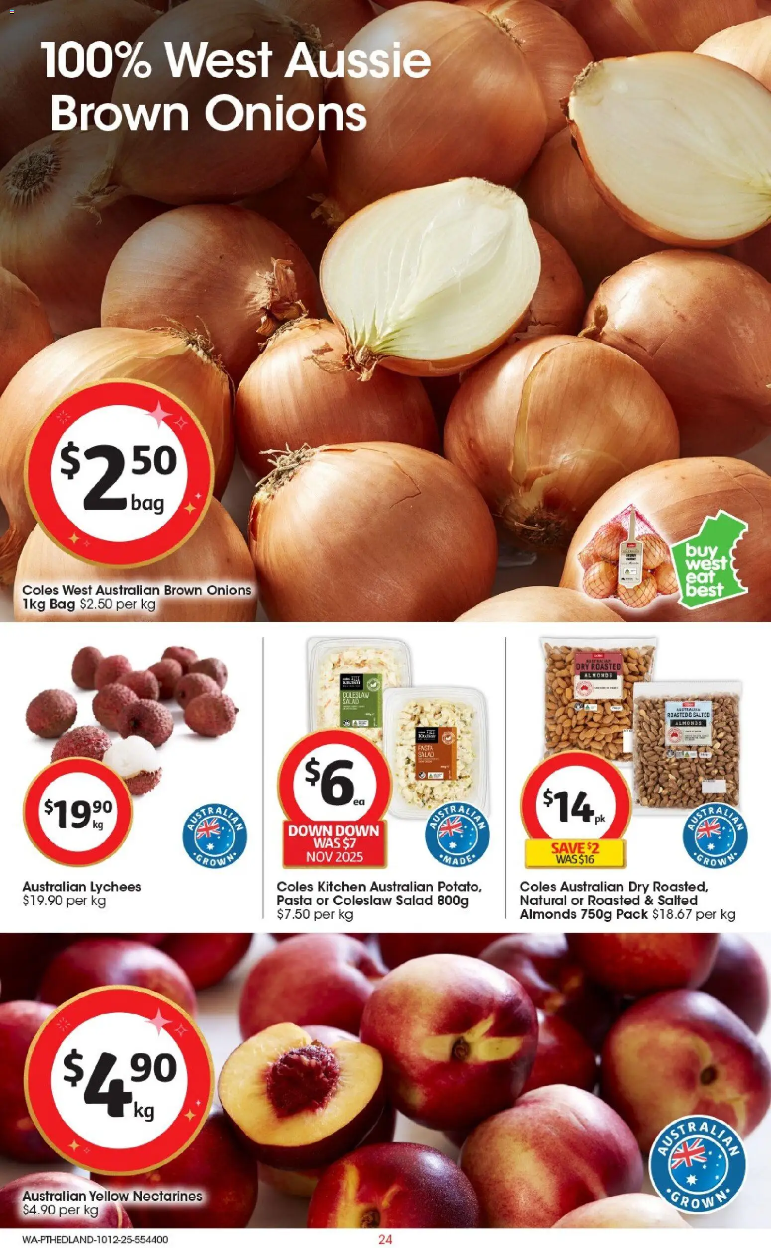 Coles catalogue - valid from 10.12.2025 | Page: 25 | Products: Almonds, Pasta, Onions, Bag