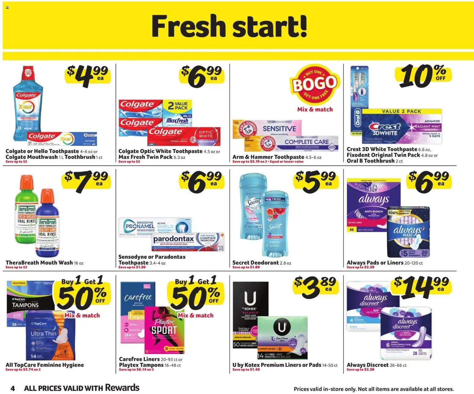 Winn Dixie In-Store Flyer - valid from 29.10.2025 | Page: 4 | Products: Deodorant, Toothbrush, Mouthwash, Tampons