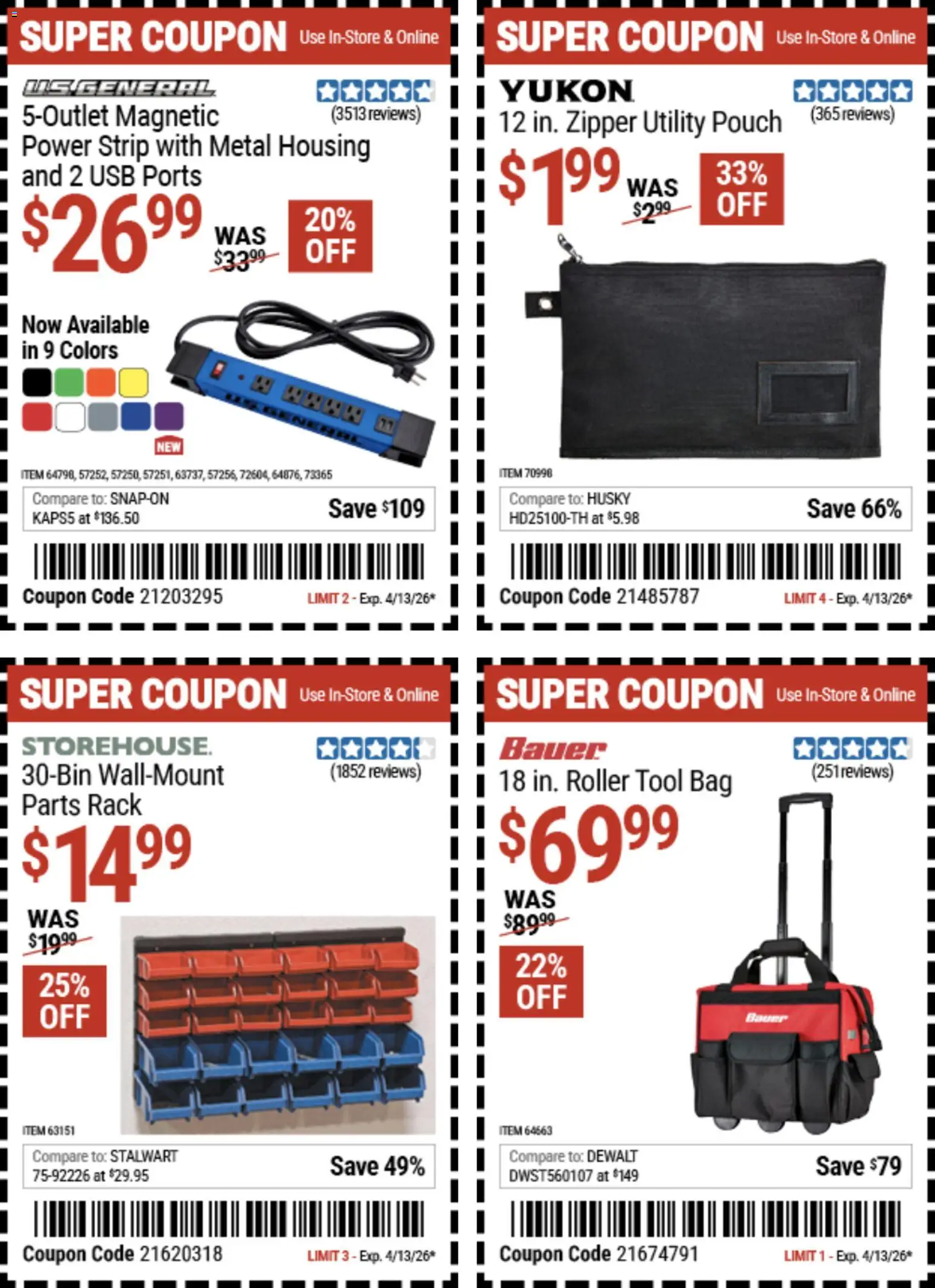 Harbor Freight Weekly Ad - valid from 23.03.2026 | Page: 12 | Products: Bag, Usb