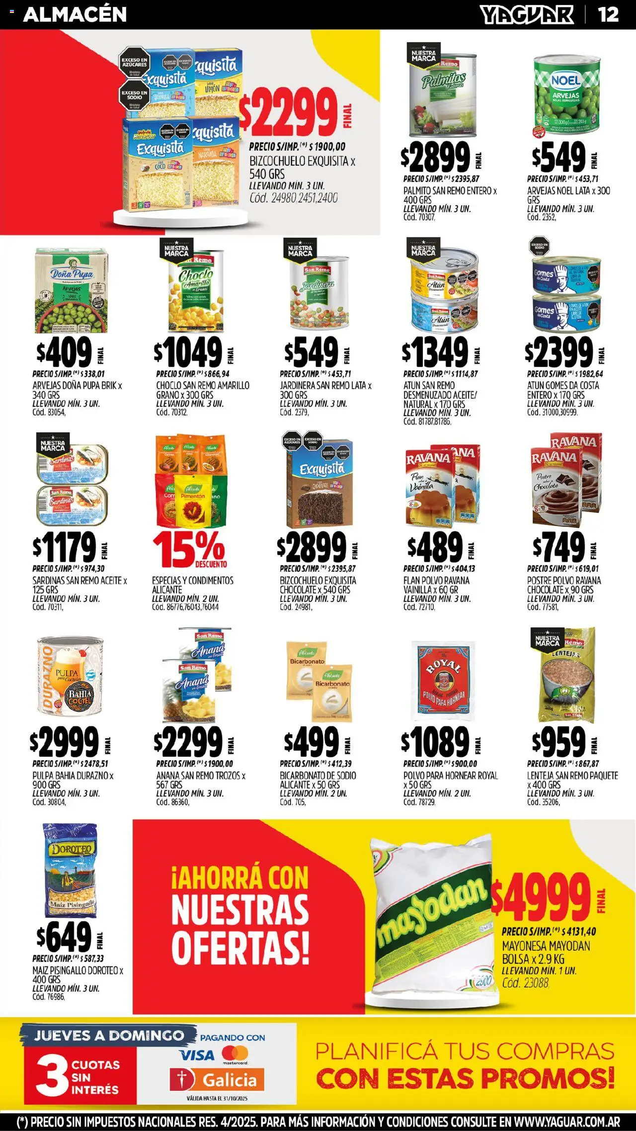 Yaguar - Misiones │ válido desde el 13.10.2025 | Página: 12 | Productos: Lentejas, Aceite, Pimentón, Chocolate