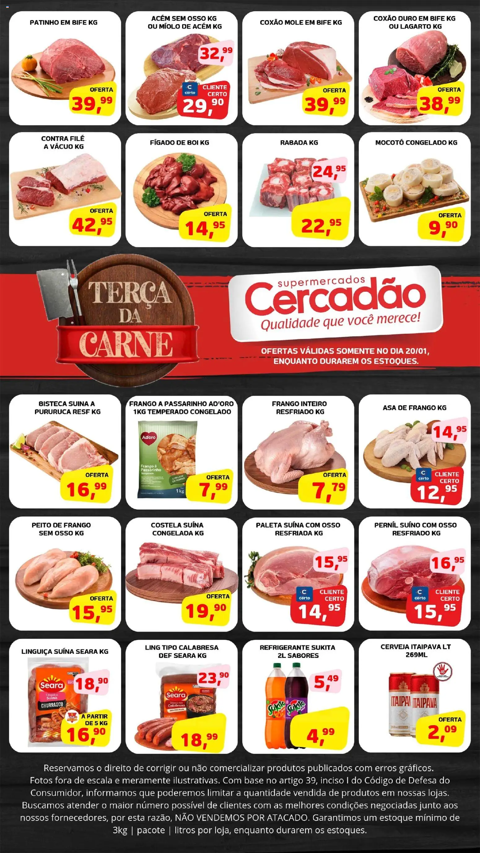 Cercadão Folheto - válido de 20.01.2026 | Página: 1 | Produtos: Linguiça, Base, Sapatos, Refrigerante