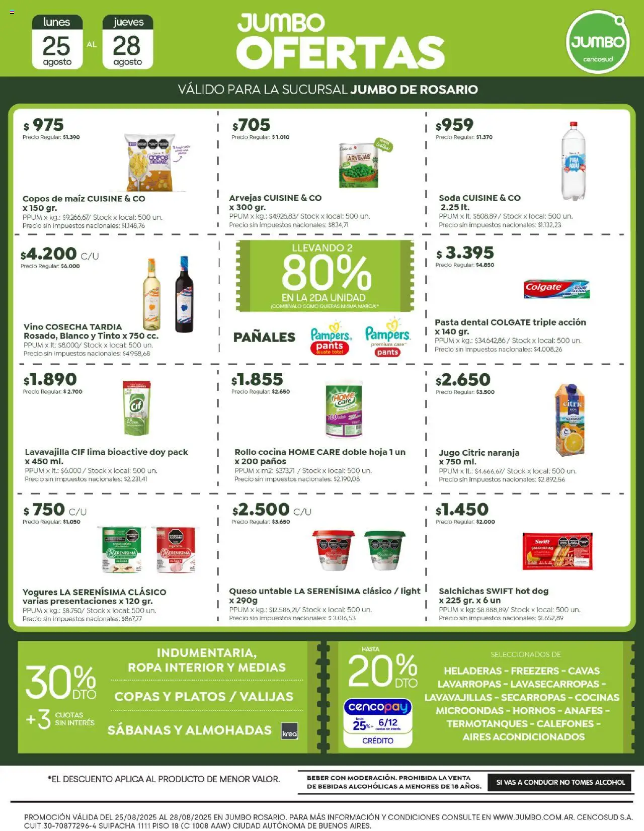 Jumbo - Oferta | Rosario │ válido desde el 25.08.2025 | Página: 2 | Productos: Copos, Lima, Microondas, Queso
