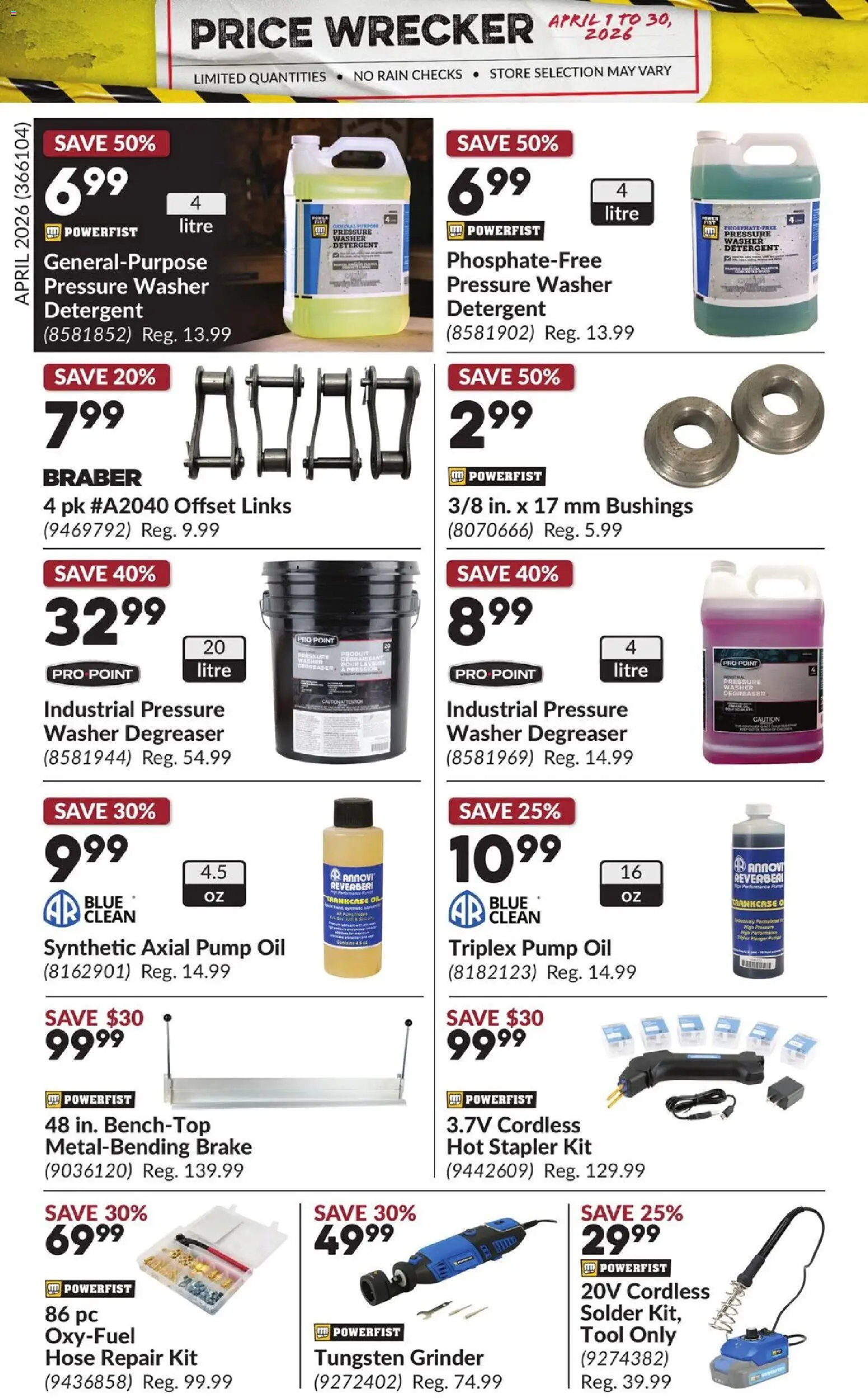 Princess Auto flyer valid from 01.04.2026 | Page: 33 | Products: PC, Grinder, Detergent, Oil