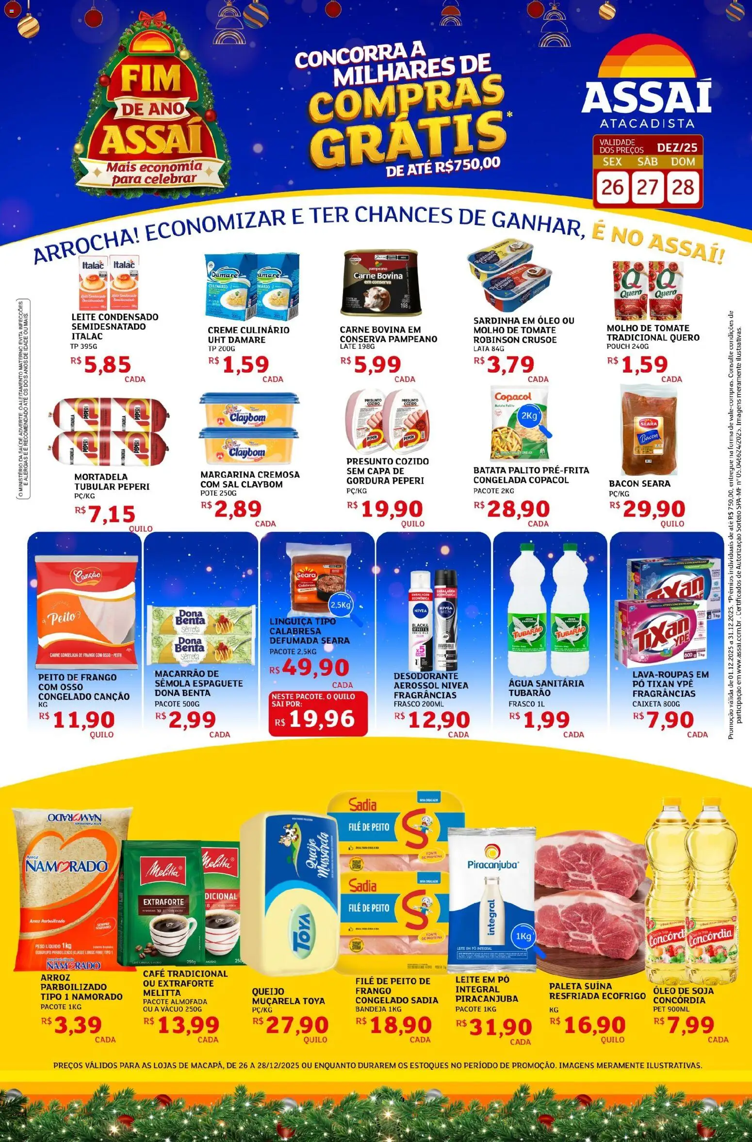 Assaí Atacadista Folheto - válido de 26.12.2025 | Página: 1 | Produtos: Café, Presunto, Carne, Soja