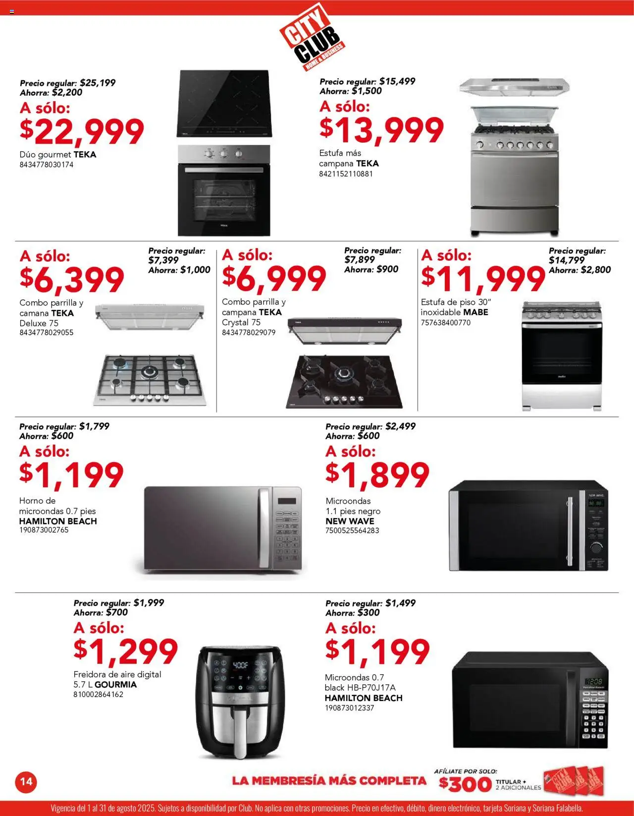 Nuevas ofertas de City Club válidas en toda la República Mexicana desde el 01.08.2025. ¡Encuentra las mejores ofertas en City Club - Catálogo! | Página: 14 | Productos: Horno, Freidora de aire, Microondas, Parrilla