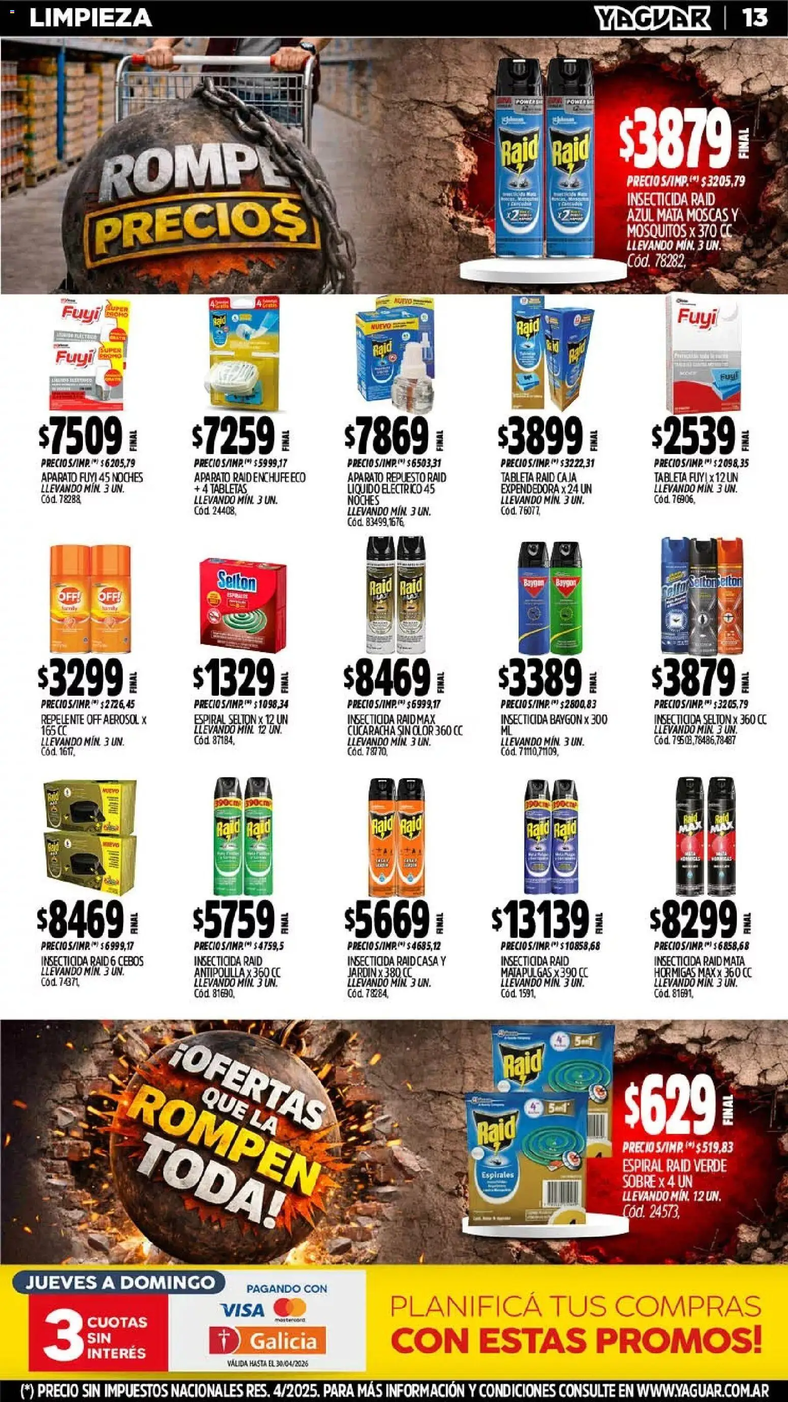 Yaguar - Oferta Semanal Misiones │ válido desde el 13.04.2026 | Página: 13 | Productos: Mata moscas, Repelente, Sobre, Enchufe