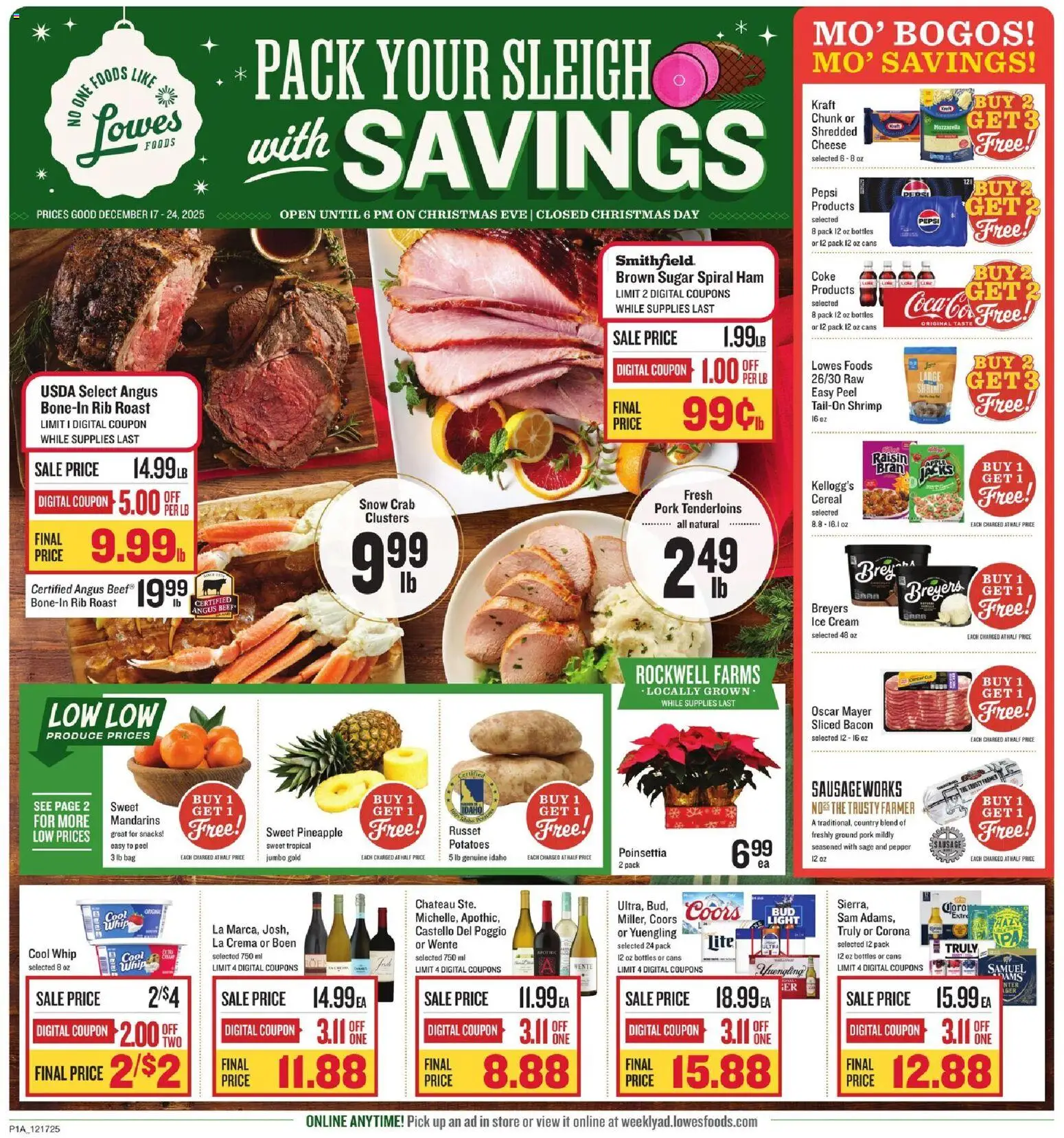 Lowes Foods Weekly Ad - NC - valid from 17.12.2025 | Page: 1 | Products: Pork, Pineapple, Potatoes, Bag
