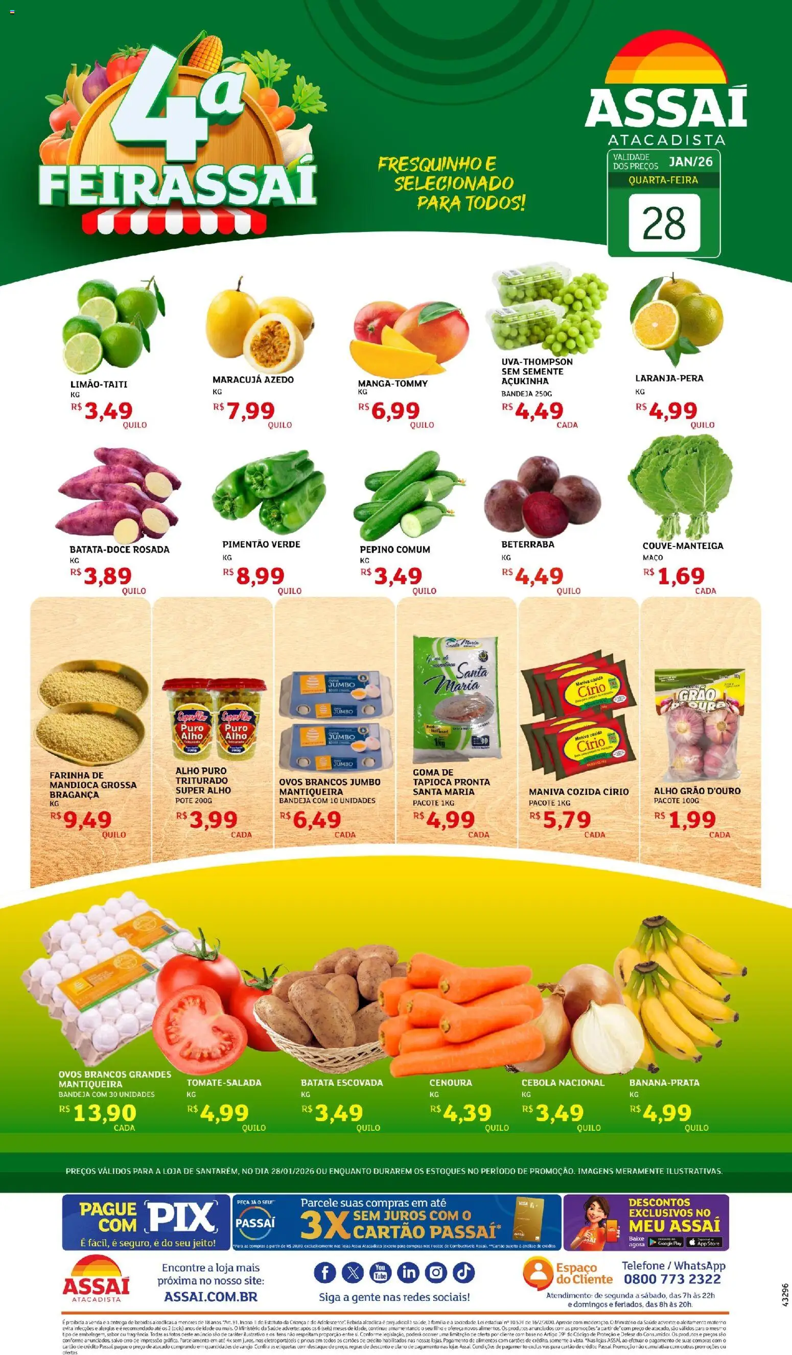 Assaí Atacadista Folheto - válido de 28.01.2026 | Página: 1 | Produtos: Ovos, Pneus, Base, Batata