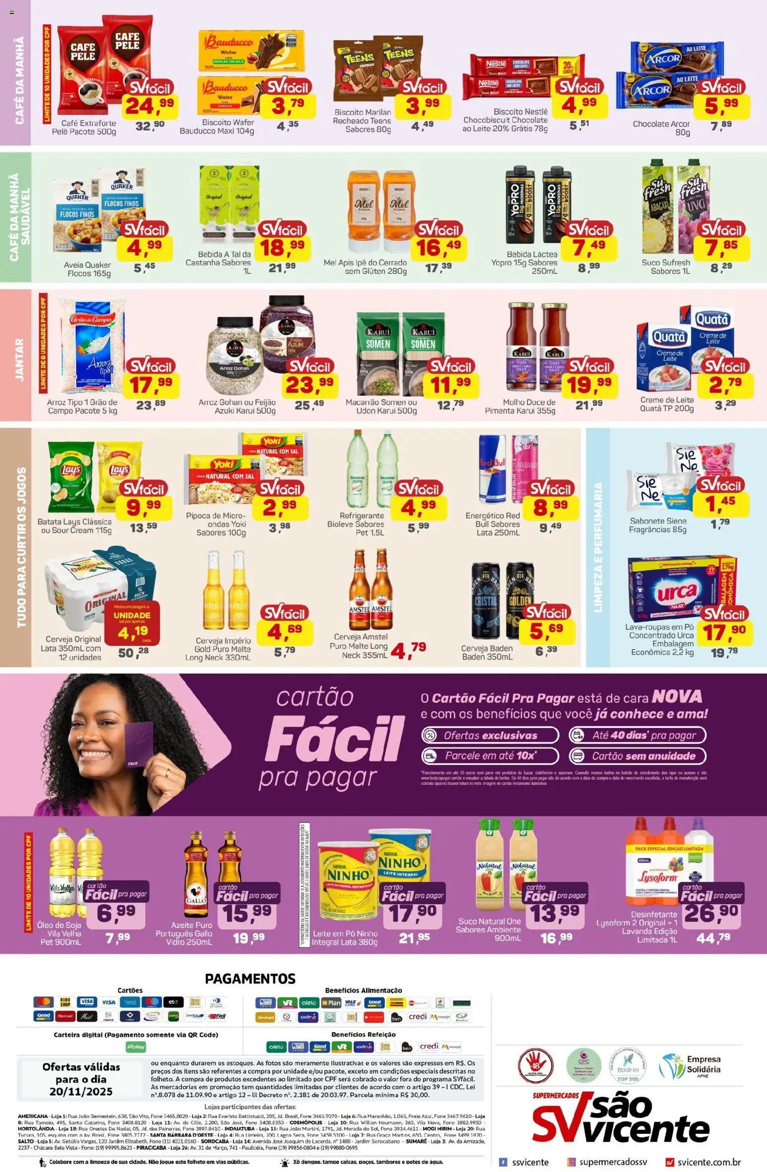 Supermercados São Vicente Folheto - válido de 20.11.2025 | Página: 2 | Produtos: Cará, Leite integral, Batata, Azeite