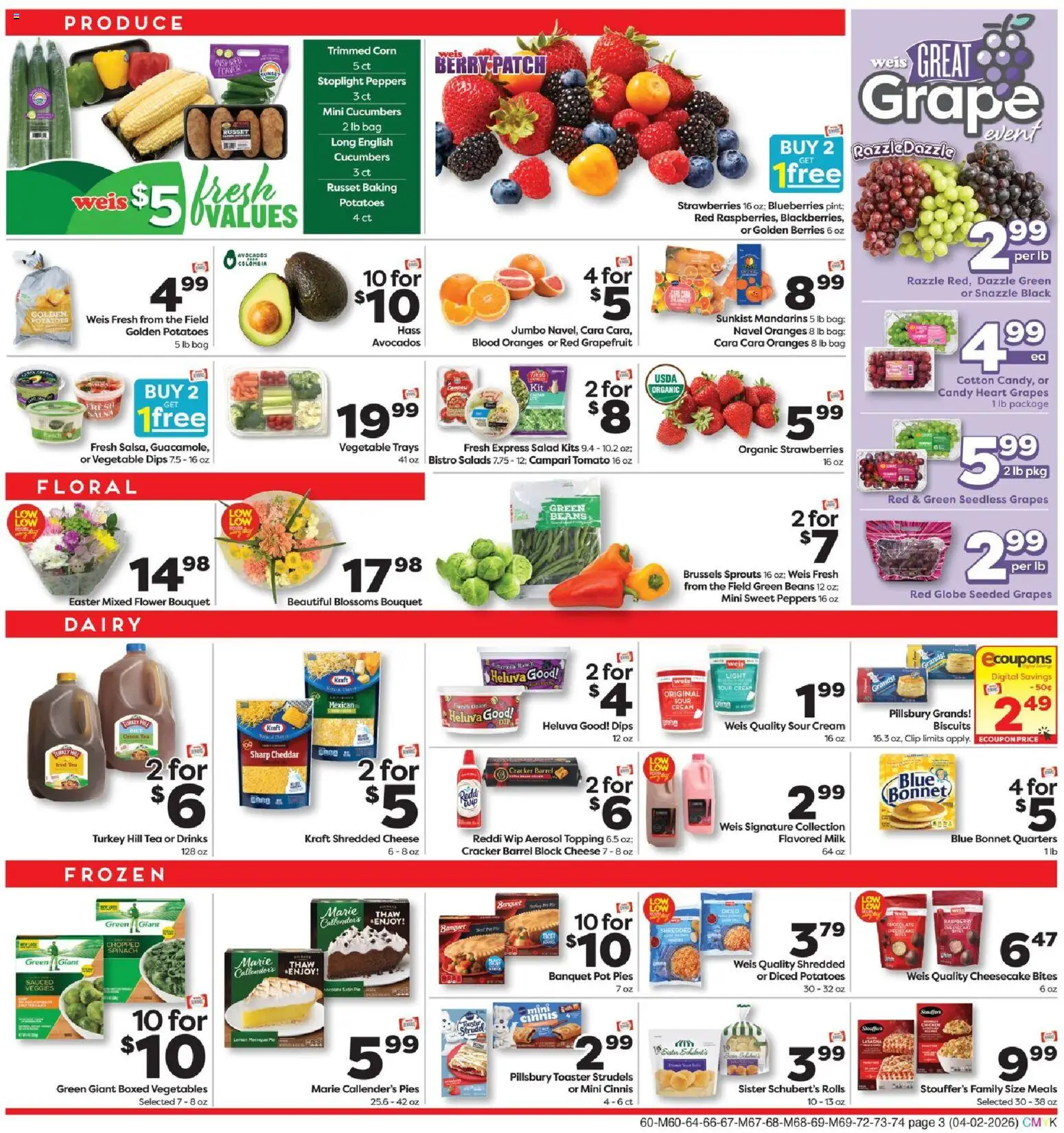 Weis Weekly Circular - VA - valid from 02.04.2026 | Page: 3 | Products: Toaster, Corn, Peppers, Grapefruit
