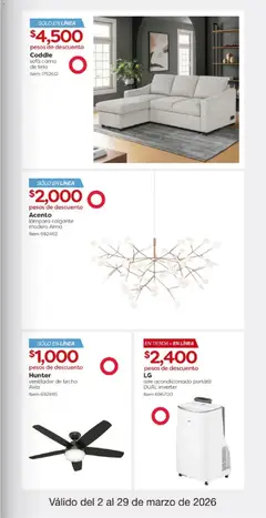 Vista previa de Costco catálogo, nuevo folleto de la tienda, válido en México a partir del 02.03.2026 | Página: 19 | Productos: Ventilador, Sofá, Aire acondicionado, Cama