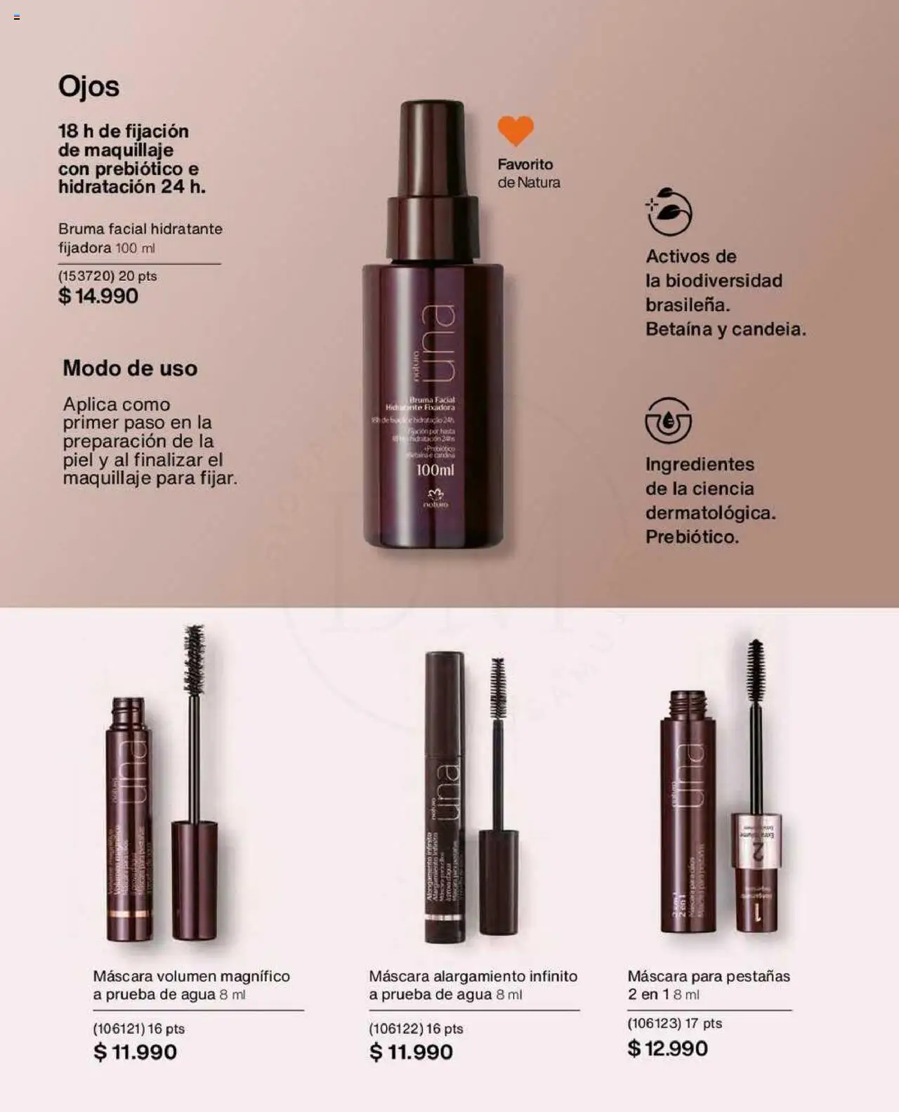 Natura catálogo │ válido desde el 08.07.2025 | Página: 58 | Productos: Bruma facial, Agua, Maquillaje, Máscara