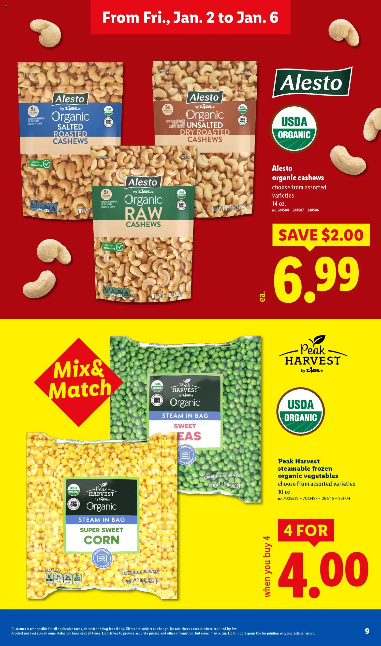 Lidl Weekly Ad - valid from 02.01.2026 | Page: 9 | Products: Corn, Vegetables, Bag