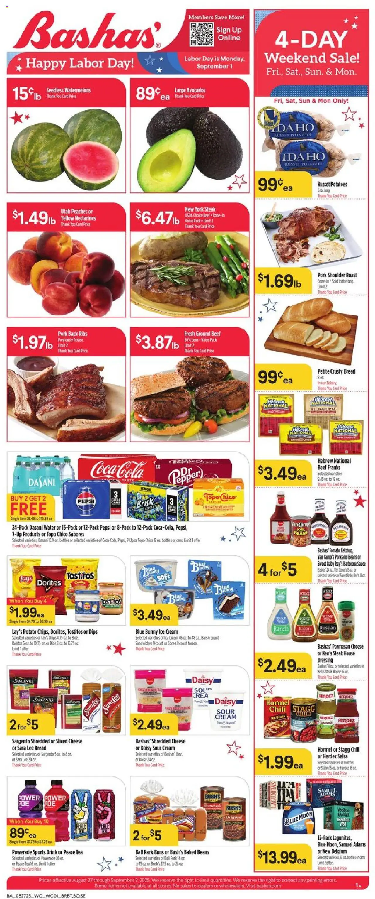 Basha's Weekly Ad - valid from 27.08.2025 | Page: 1 | Products: Wc, Cheese, Tea, Lemon