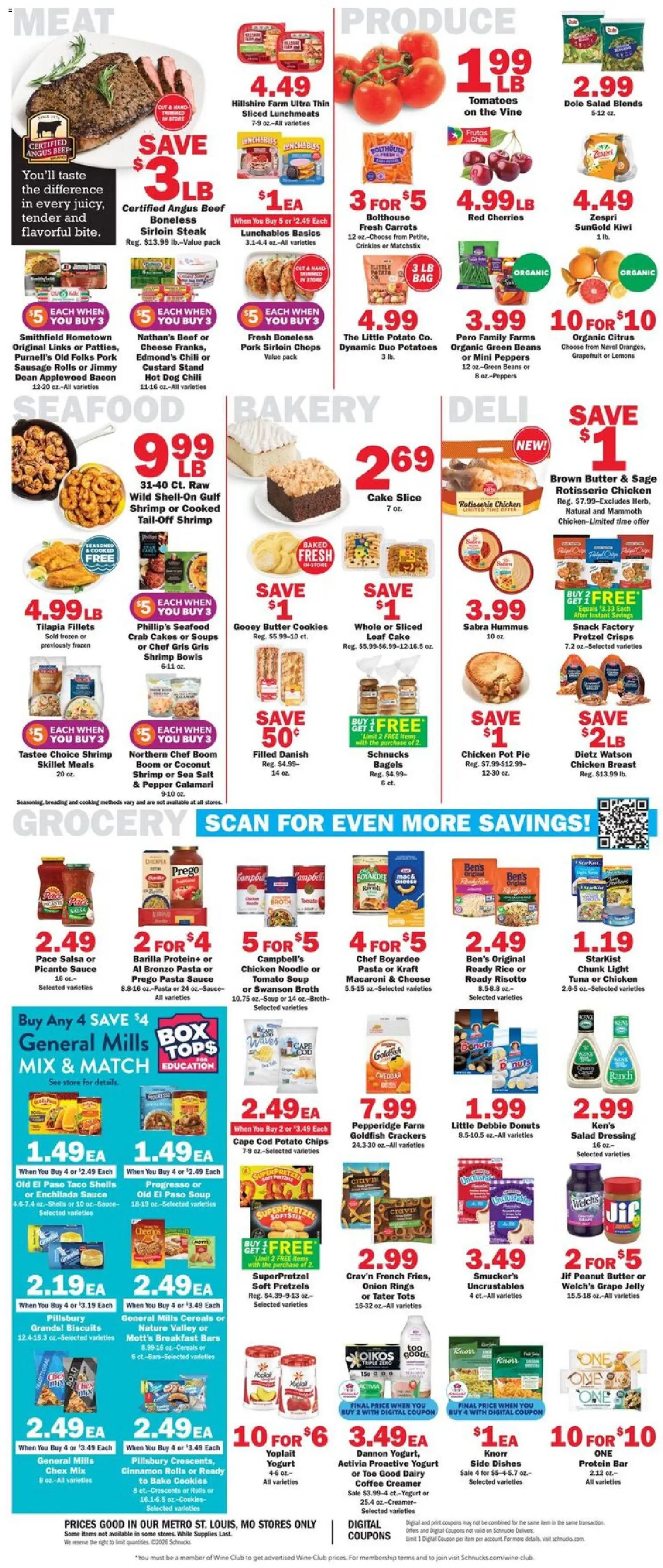 Schnucks Weekly Ad - valid from 07.01.2026 | Page: 4 | Products: Skillet, Pork, Beef, Cookies