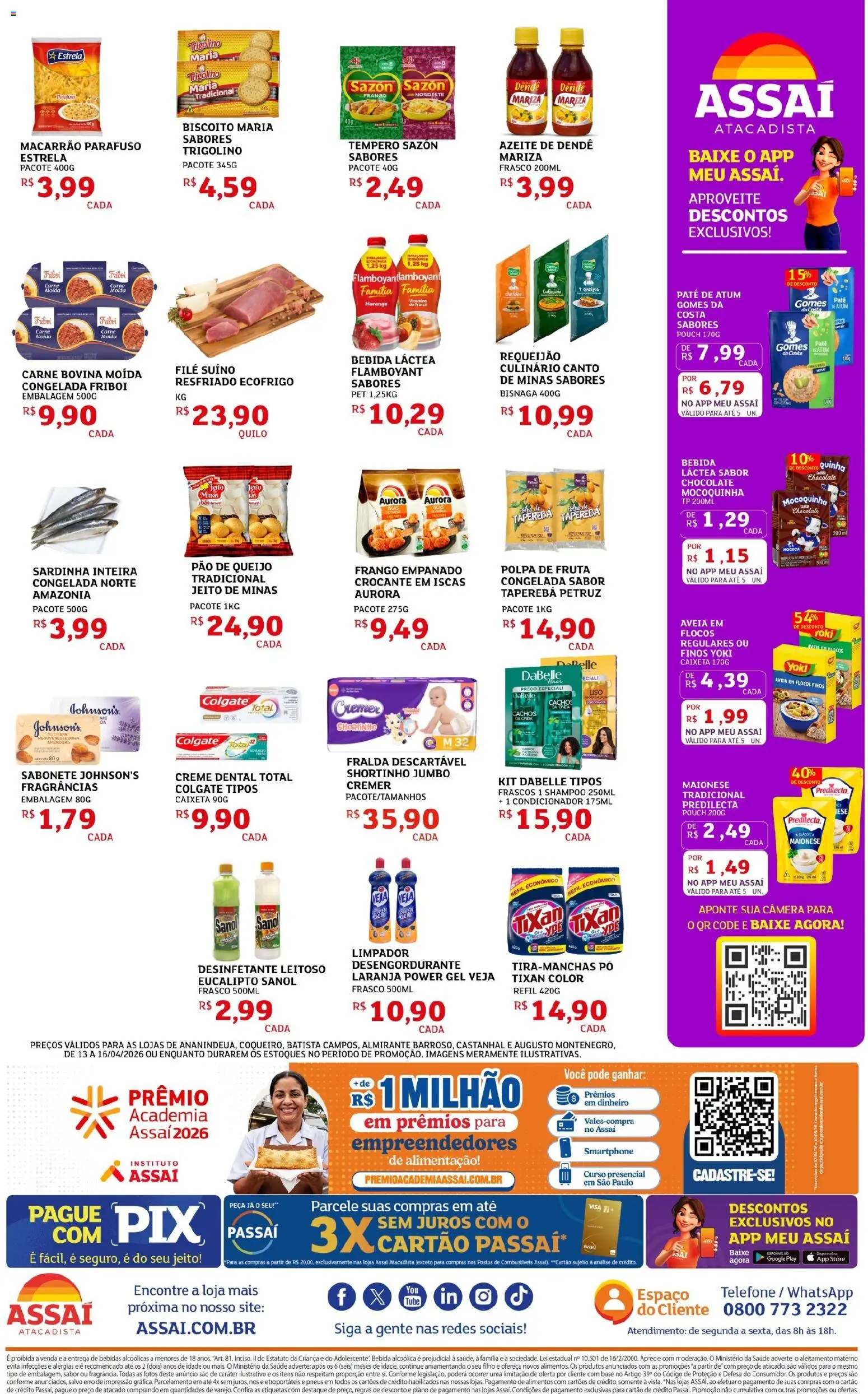 Assaí Atacadista Folheto - válido de 13.04.2026 | Página: 2 | Produtos: Condicionador, Macarrão, Creme dental, Desinfetante