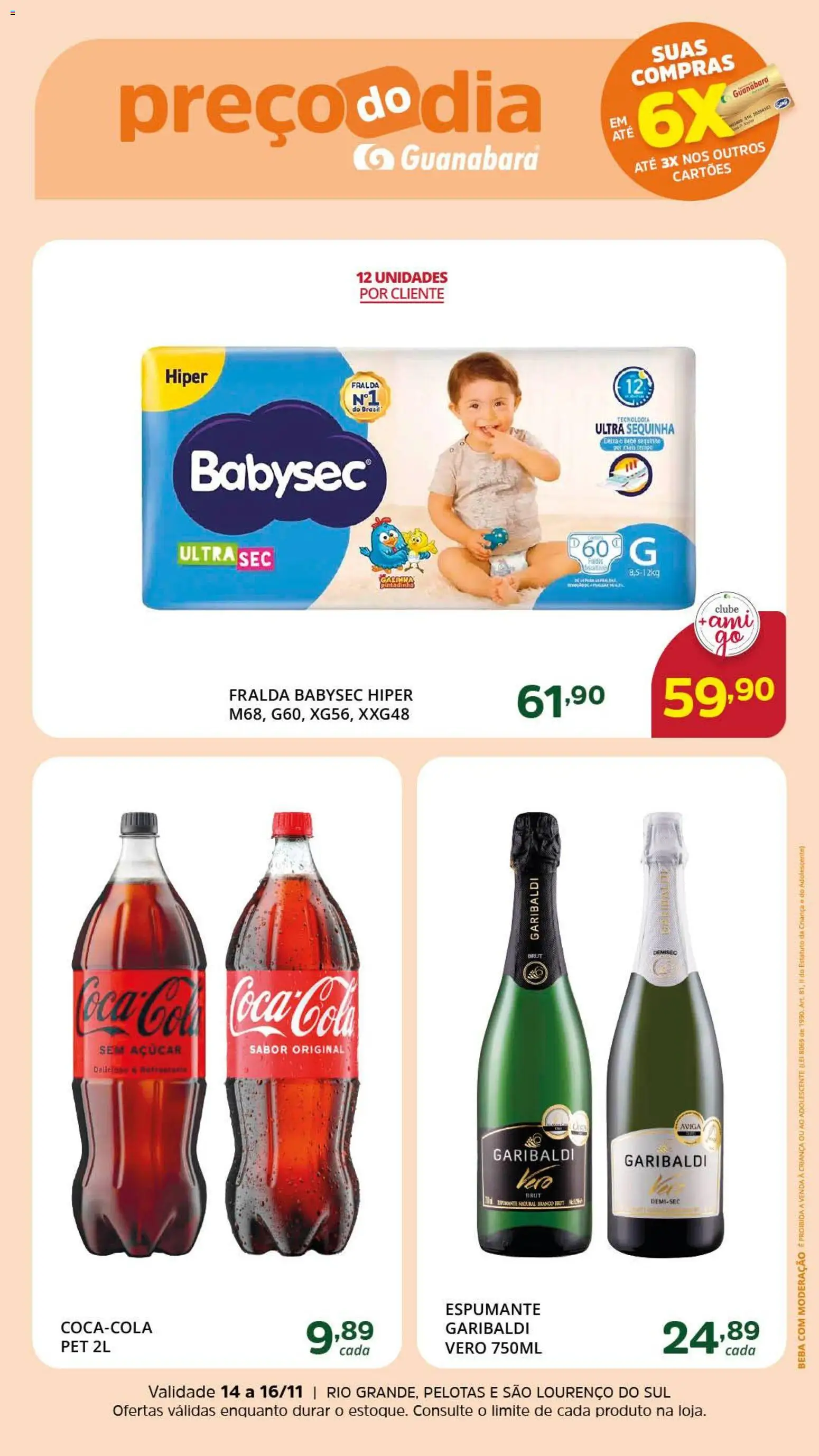 Supermercado Guanabara Folheto - válido de 14.11.2025 | Página: 2 | Produtos: Espumante, Açúcar, Fraldas