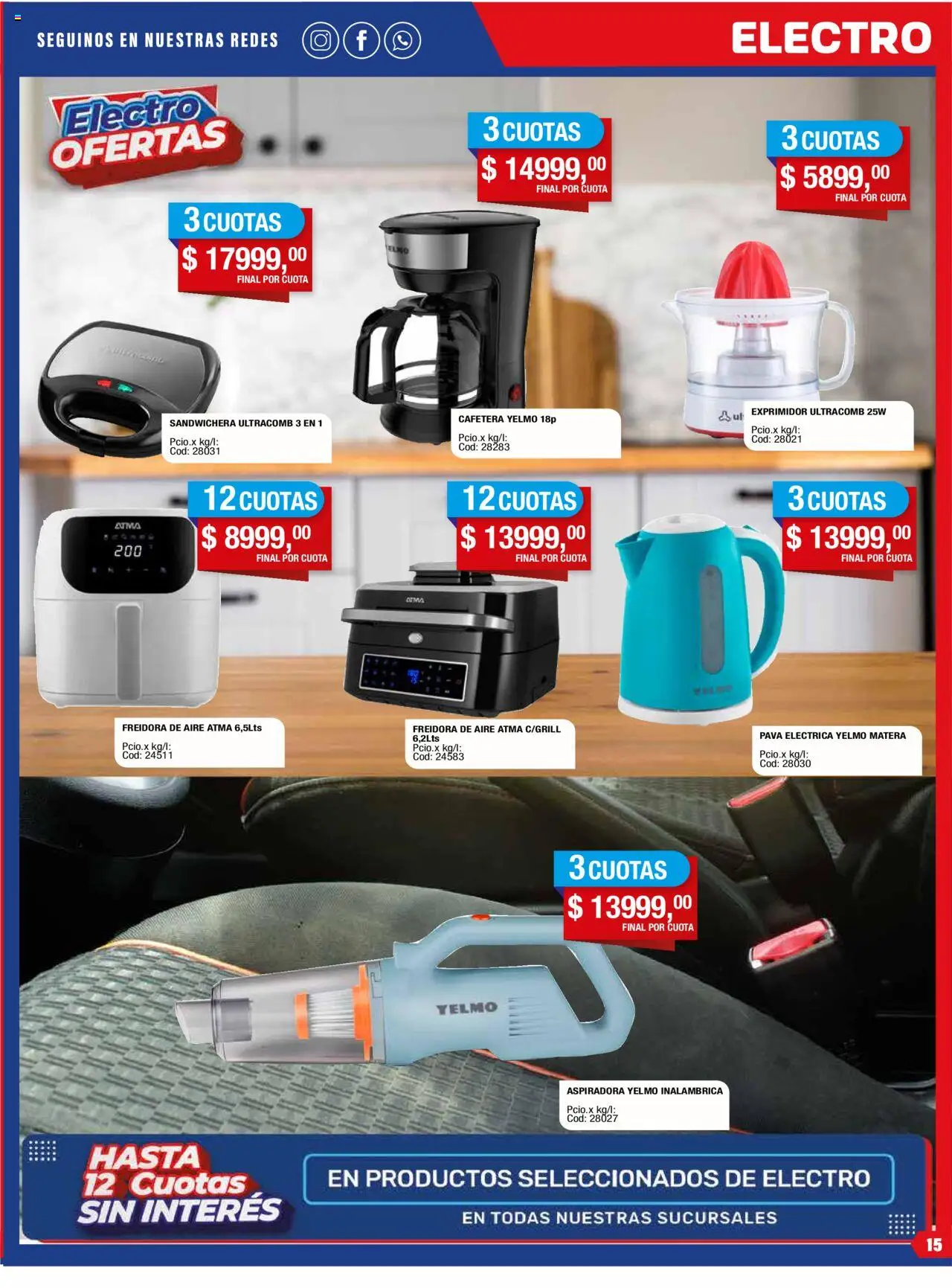 Maxiconsumo ofertas │ válido desde el 11.08.2025 | Página: 15 | Productos: Pava, Exprimidor, Sandwichera, Freidora