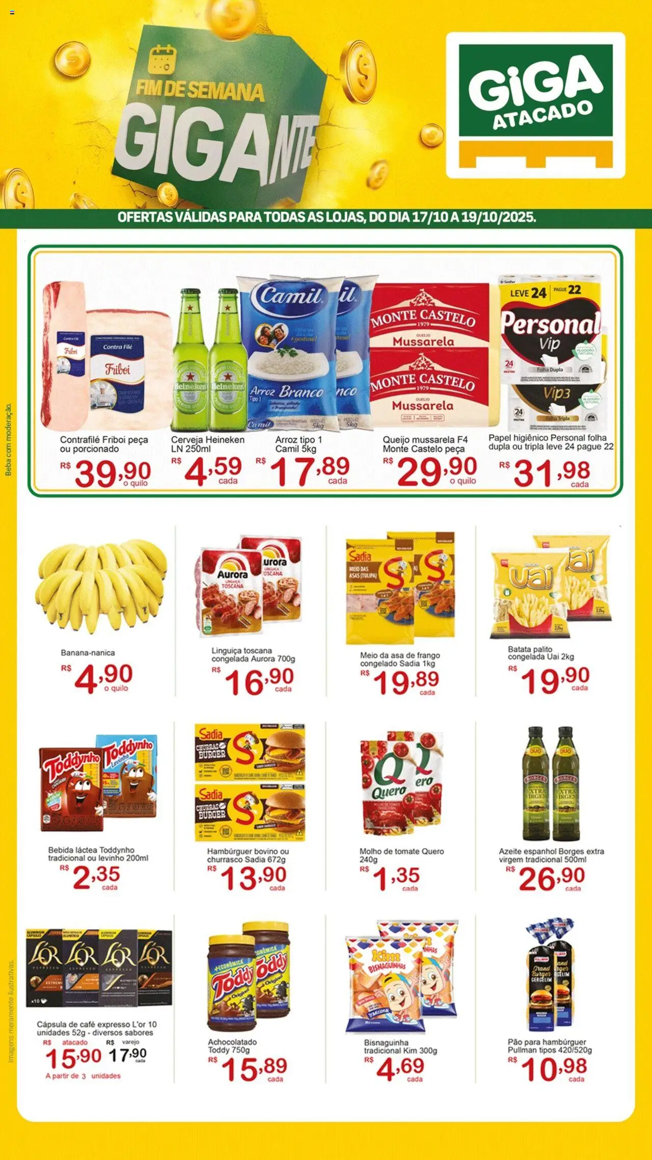 GIGA Atacado Folheto - válido de 17.10.2025 | Página: 1 | Produtos: Achocolatado, Contra filé, Pão, Mussarela