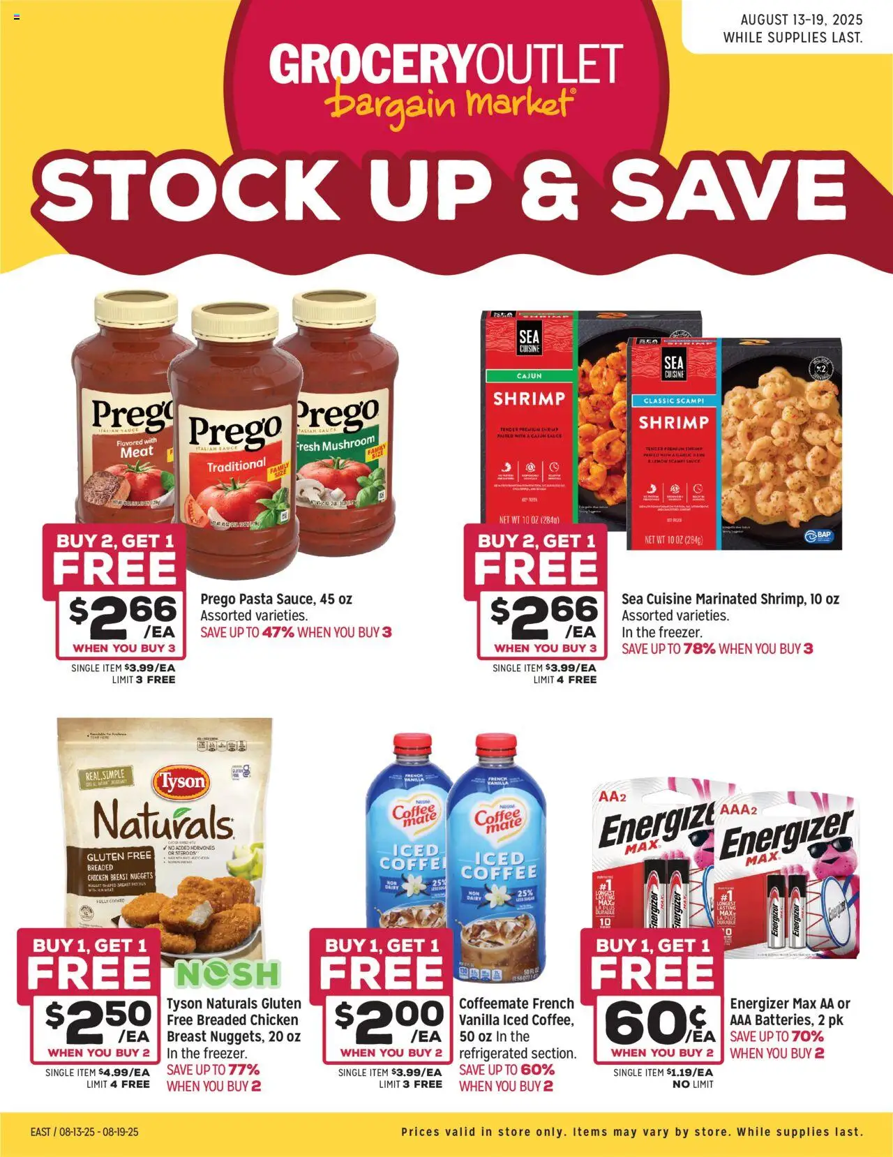 Grocery Outlet Weekly - NJ - valid from 13.08.2025 | Page: 1 | Products: Coffee, Pasta, Garlic, Freezer