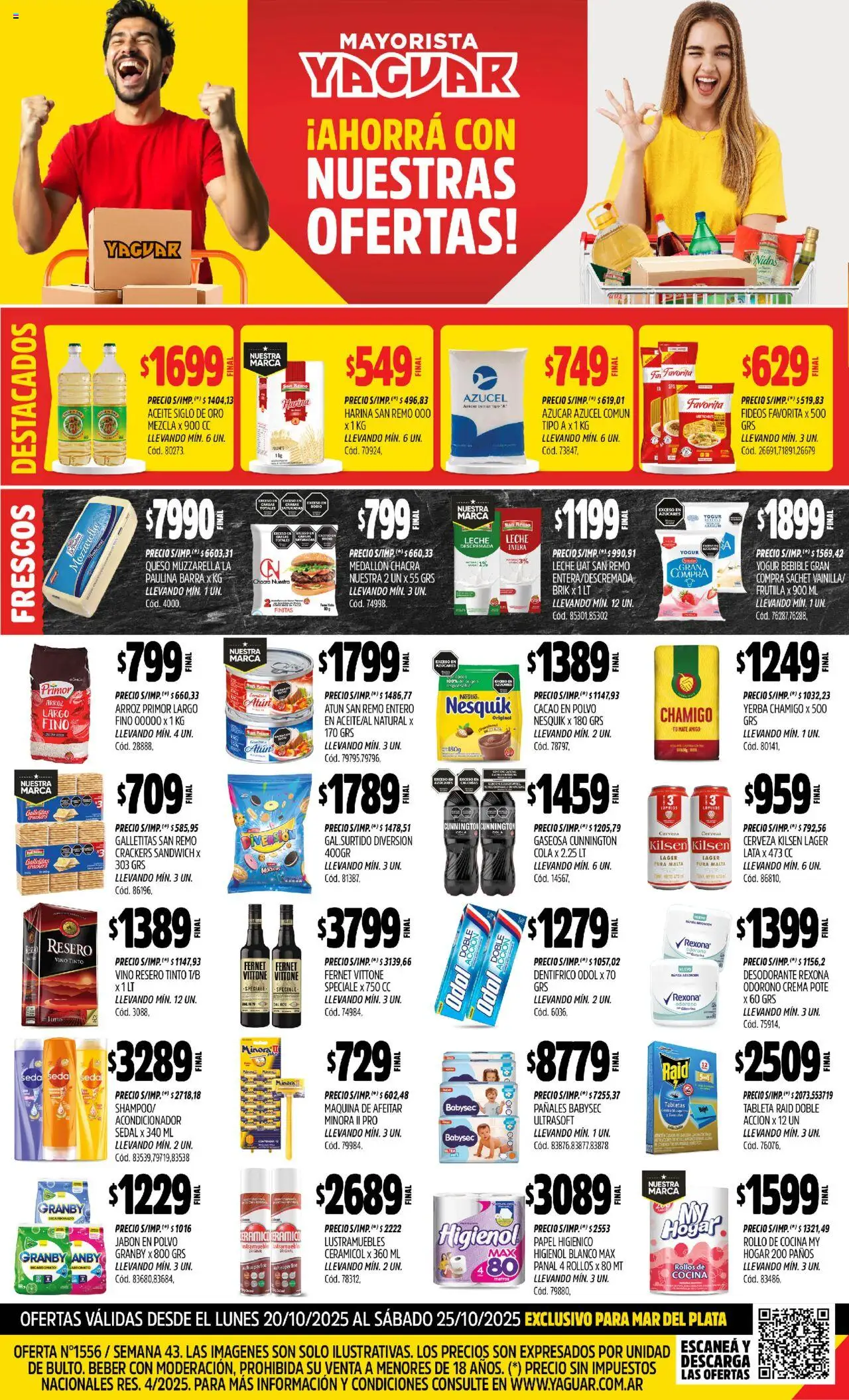 Yaguar - Mar del Plata │ válido desde el 20.10.2025 | Página: 1 | Productos: Papel higiénico, Harina, Arroz, Pañales